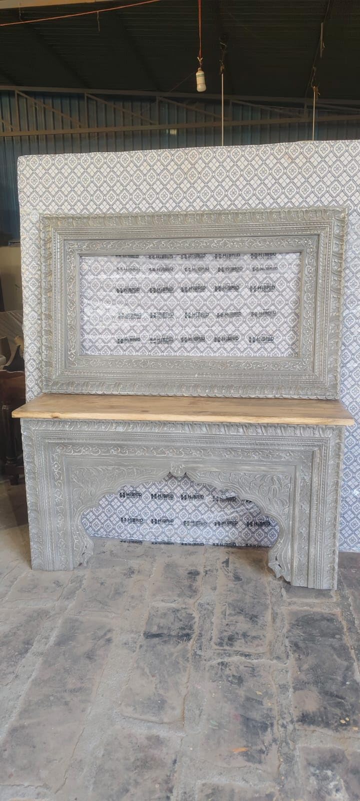 Wooden Console Table with Wall Mirror Frame | Carved Dressing Table for Living Room, Entryway & Bedroom-image-45