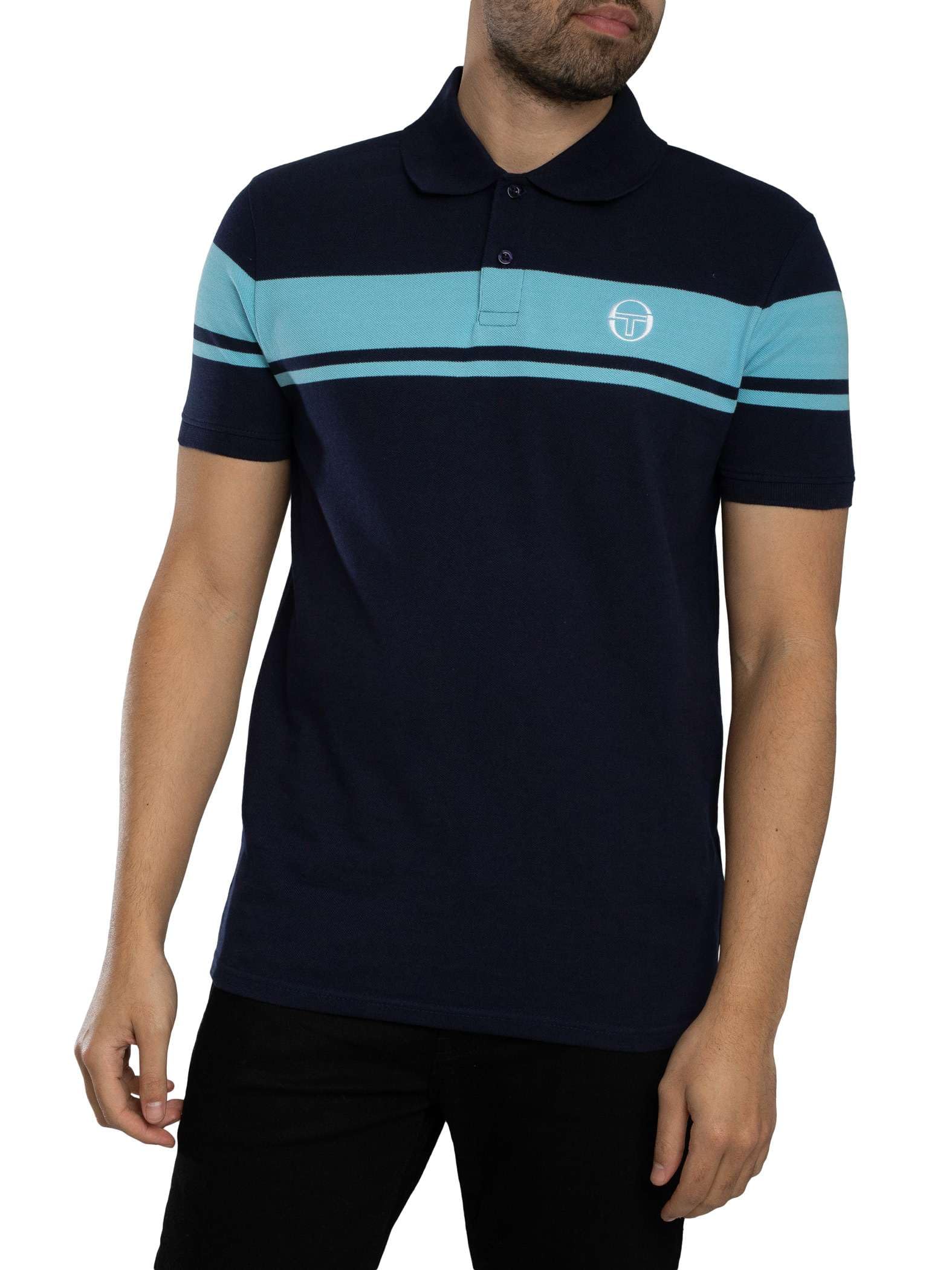 Sergio Tacchini Young Line Polo Shirt Blue in  Men's Size Medium