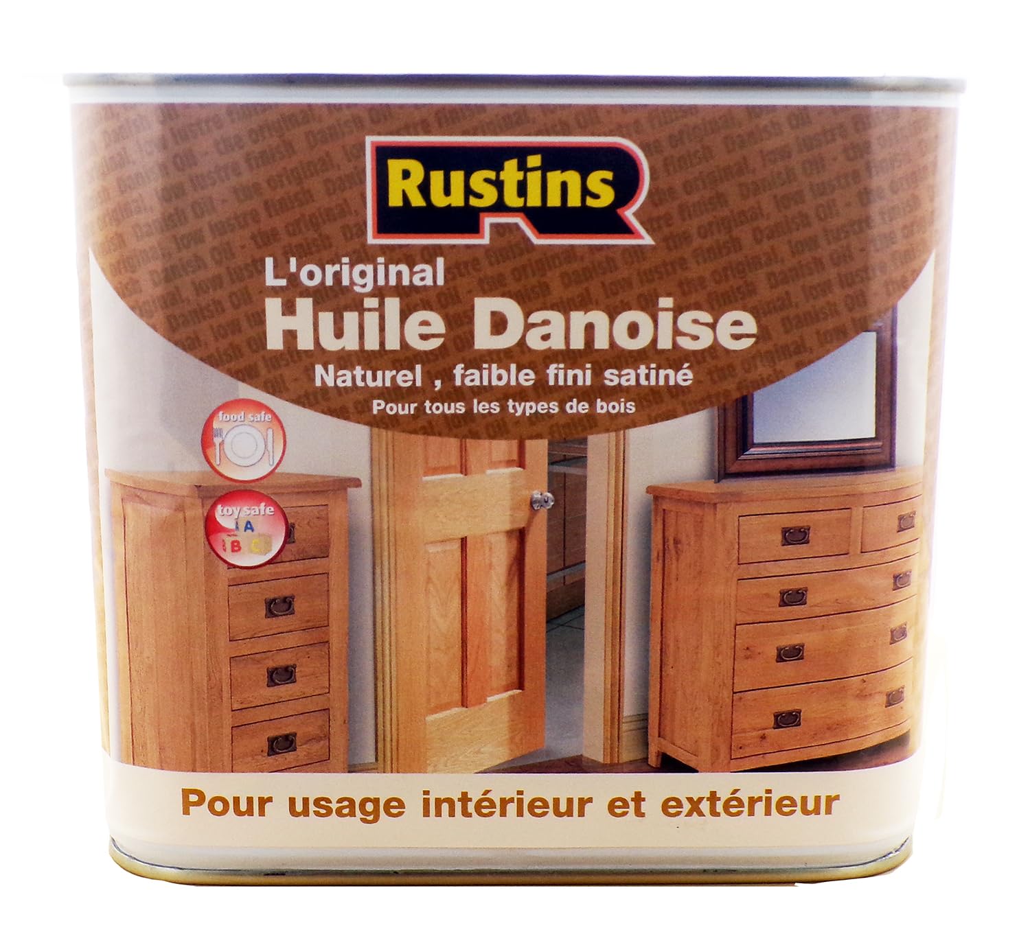 Rustins 2.5L Aceite danés claro original para todo tipo de madera - exterior e interior - seguridad, comida y juguetes 30 à 35 m²