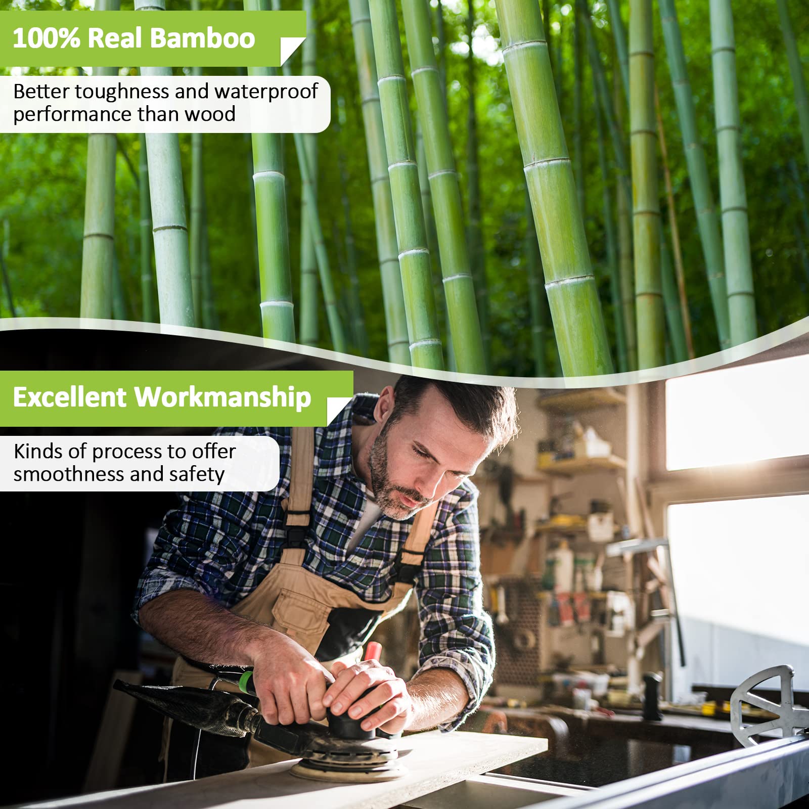 Wisuce Bamboo Corner Shelf, 4 Tier Stackable Shower Corner Shelves