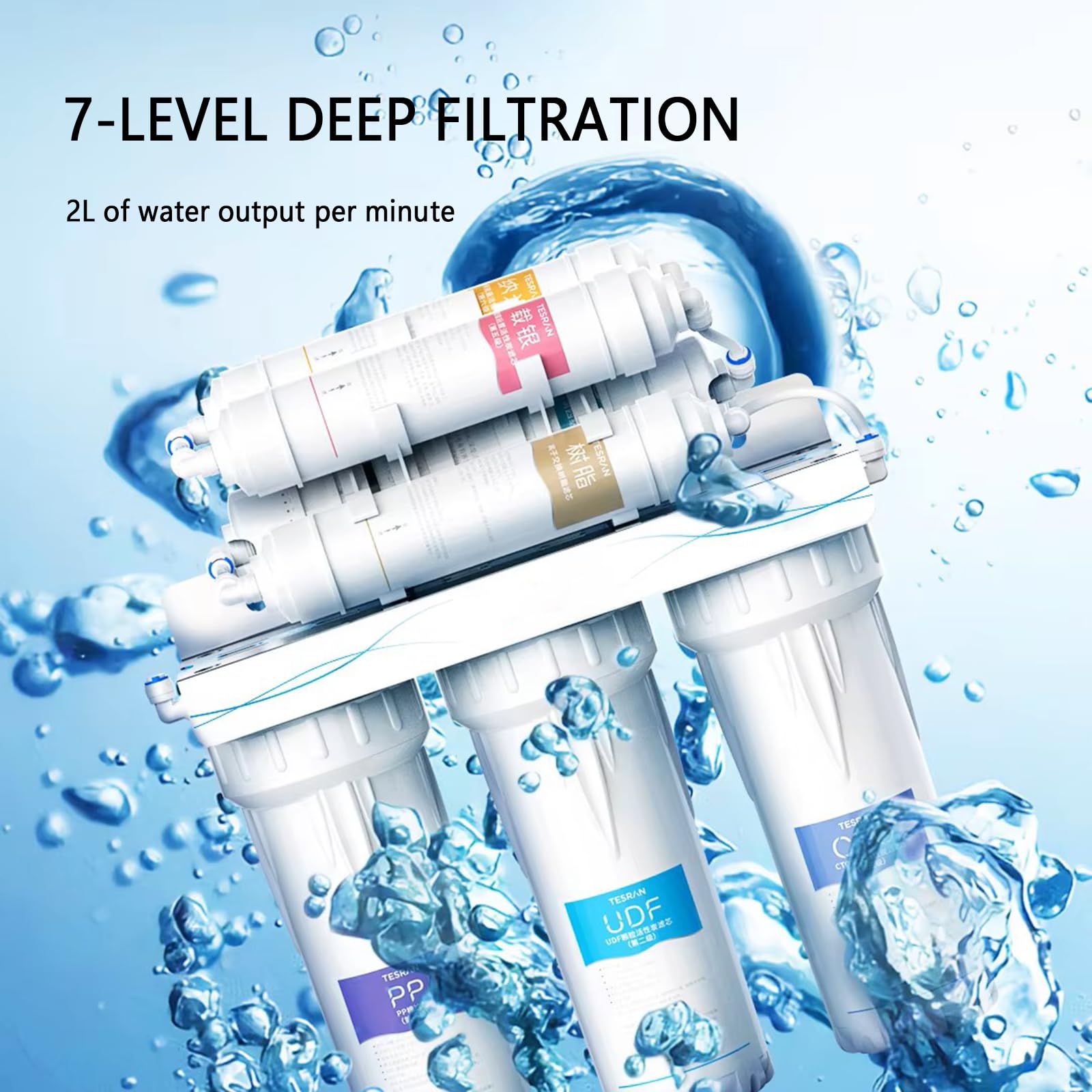 Sistema De Filtrado De Agua, Filtración De Agua Potable por ósmosis Inversa De Nivel 7, Montaje En Pared/encimera/bajo Fregadero, Purificador De Agua para Peceras Comerciales Domésticas