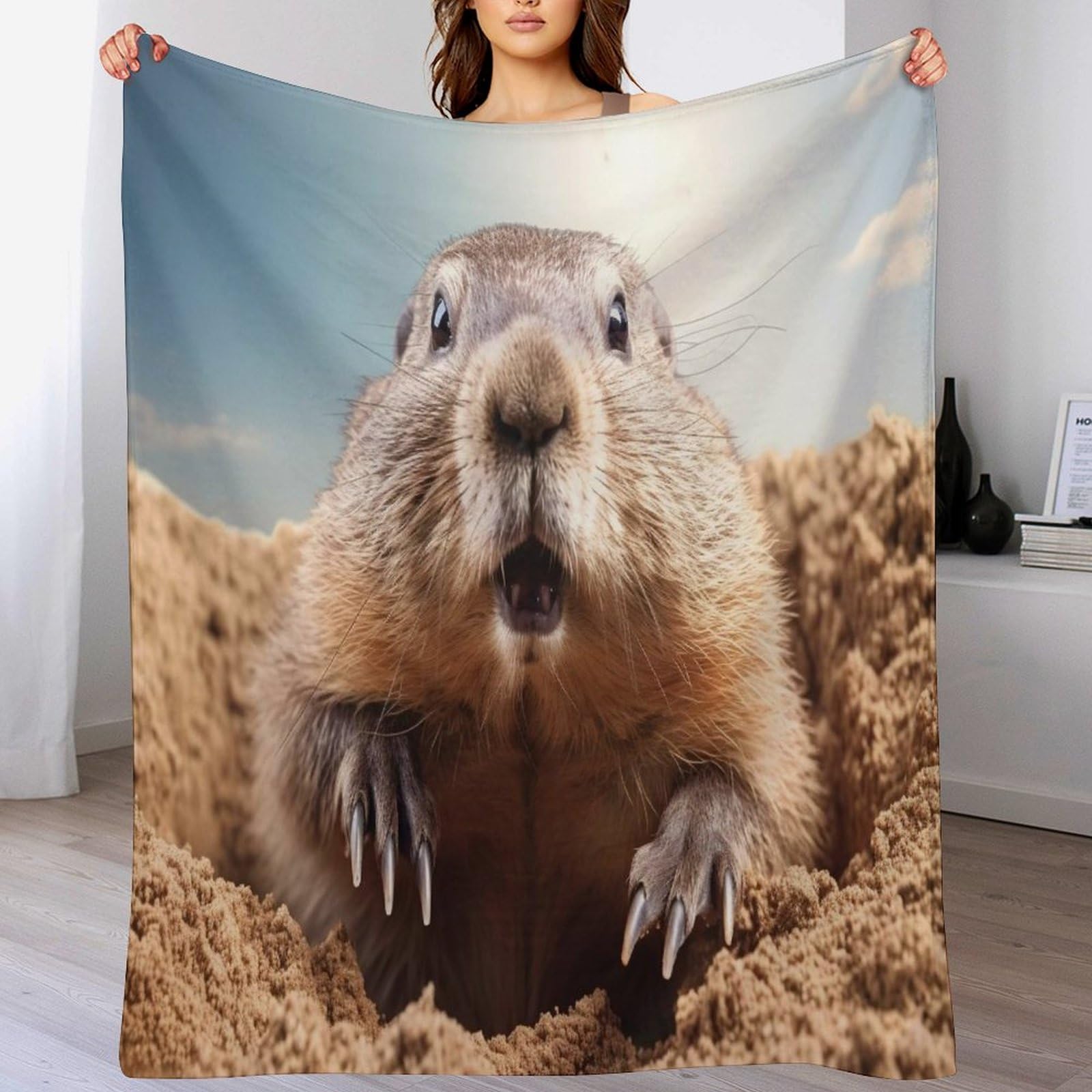 Manta de franela para sofá de marmota suave de 100x130 cm