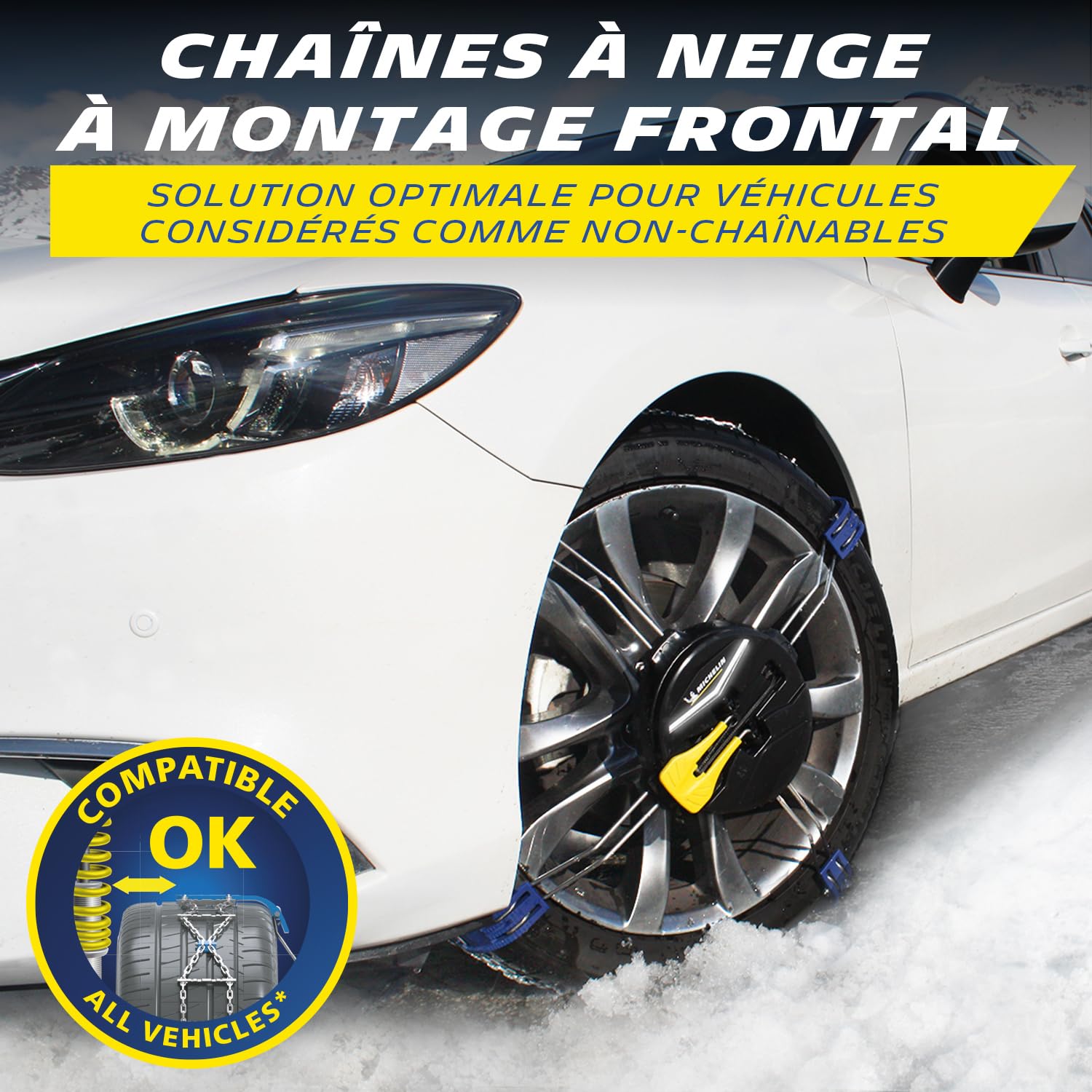 MICHELIN FAST GRIP Chaînes à neige à Montage Frontale n°130 - Véhicules Non Chaînables - Compatibles Systèmes ABS ESP - Tension Automatique - Montage en 2 Min - Adhérence Optimale sur Neige Verglas