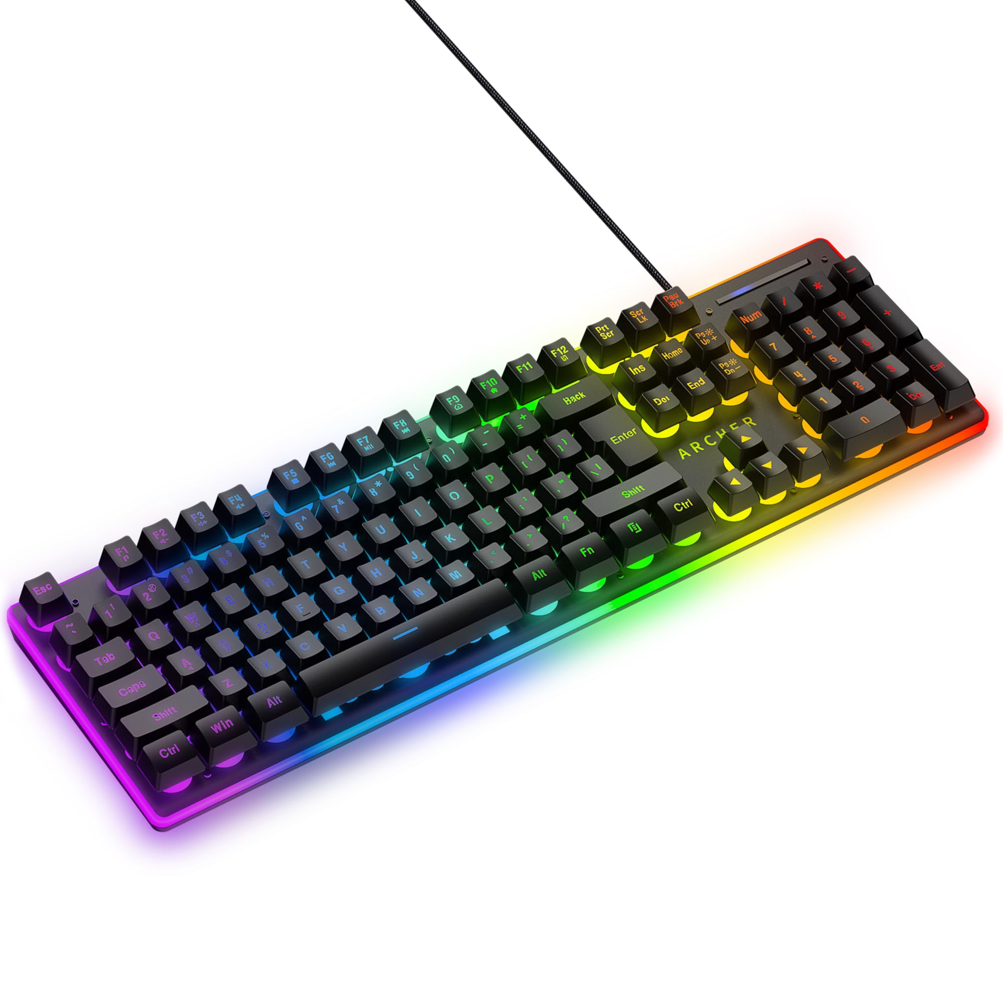 Archer Tech Lab Astra G100 Wired Mechanical Gaming Keyboard with 4 RGB Modes Breathing Effect| Backlit Keyboard Membrane, Floating Keycaps 25 Anti-Ghosting Keys Windows Lock Key Braided Cable (Black) (B0BKZHF1MZ) Amazon Price History, Amazon Price Tracker