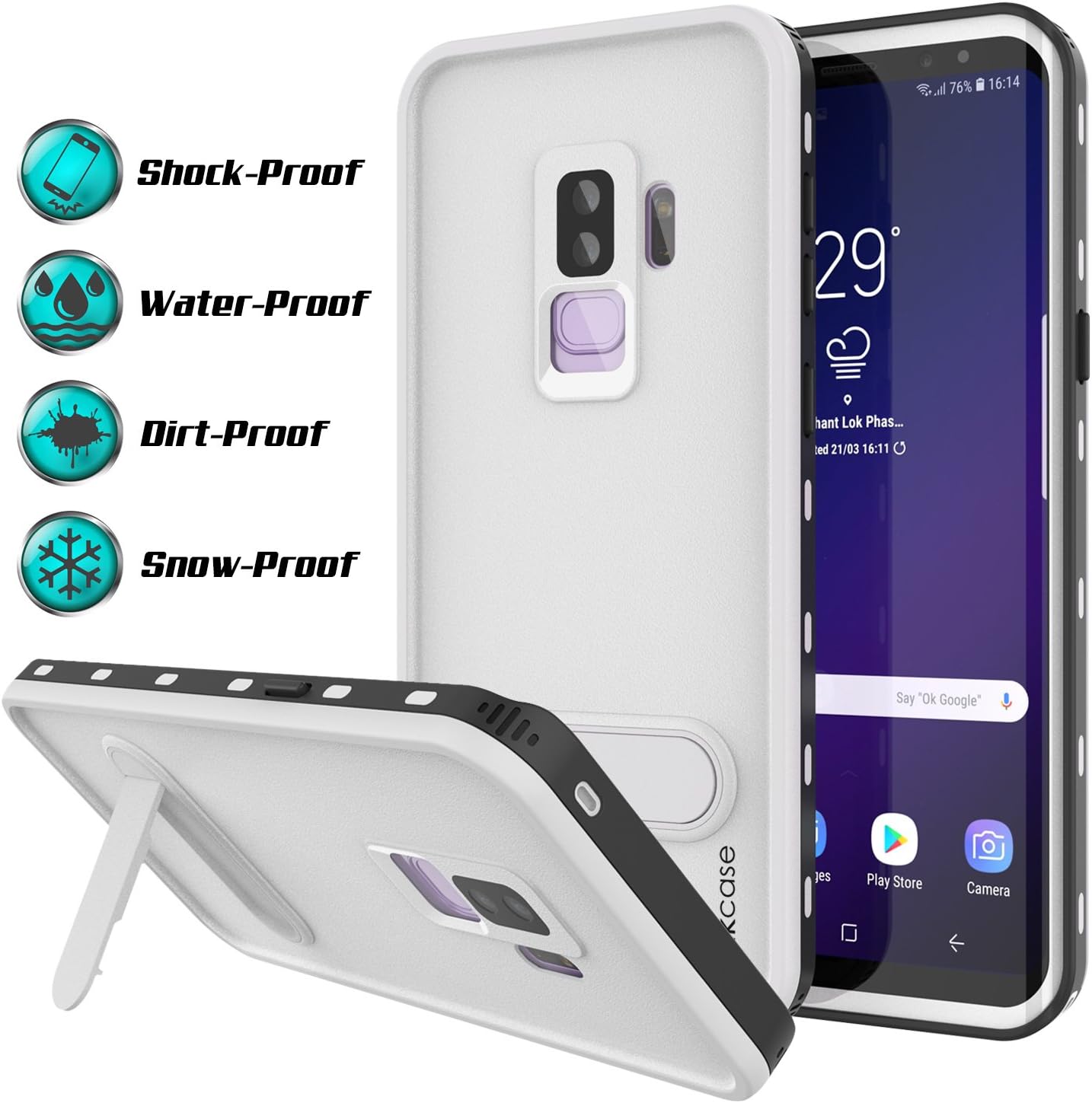 Exсluѕіvе Dіѕсоunt 80% оƒƒеr Galaxy S9 Plus Waterproof Case, Punkcase [KickStud Series] [Slim Fit] [IP68 Certified] [Shockproof] [Snowproof] Armor Cover W/Built-in Kickstand + Screen Protector for Samsung Galaxy S9+ [White]