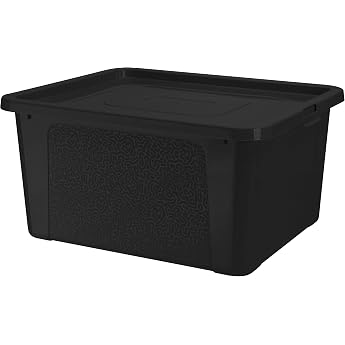 Storage box with lid plastic container container 20 litres black