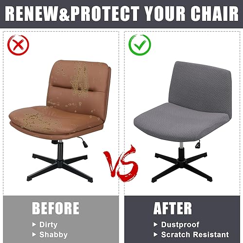 Miniatura 2 de MINGPINHUIUS Funda para silla ajustable sin brazos moderna sin brazos, funda para silla de tocador con tiras cruzadas, fundas protectoras para