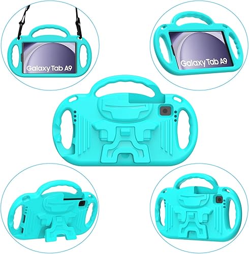 Miniatura 19 de AVAWO Funda infantil para Samsung Galaxy Tab A7 Lite de 8.7 pulgadas 2021, soporte ligero a prueba de golpes con correa, material protector de goma