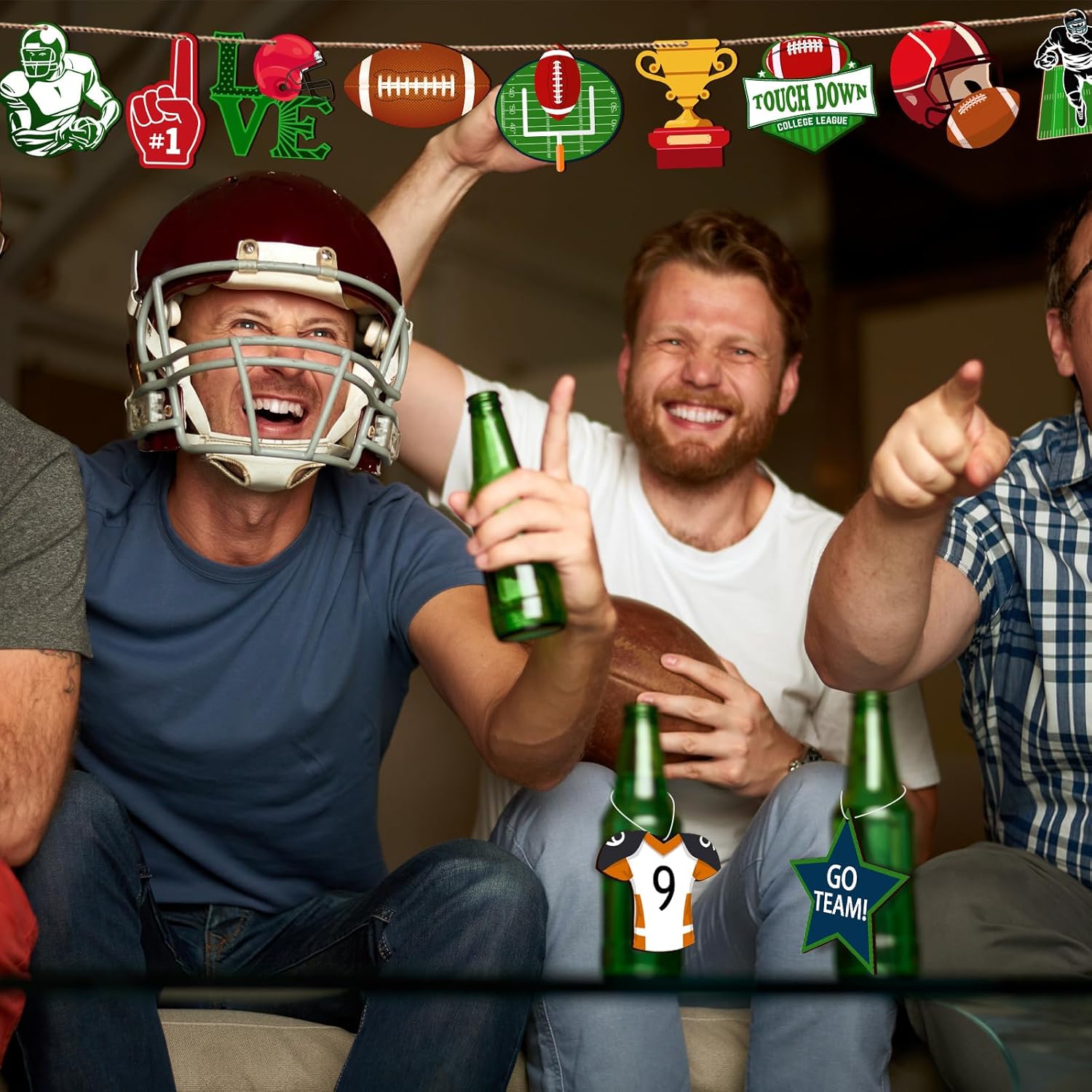 Frienda 24 Pcs Football Wooden Ornament Football Cutout Wood DIY Crafts Wooden Hanging Ornaments with Twines for Party Decoration - Image 7