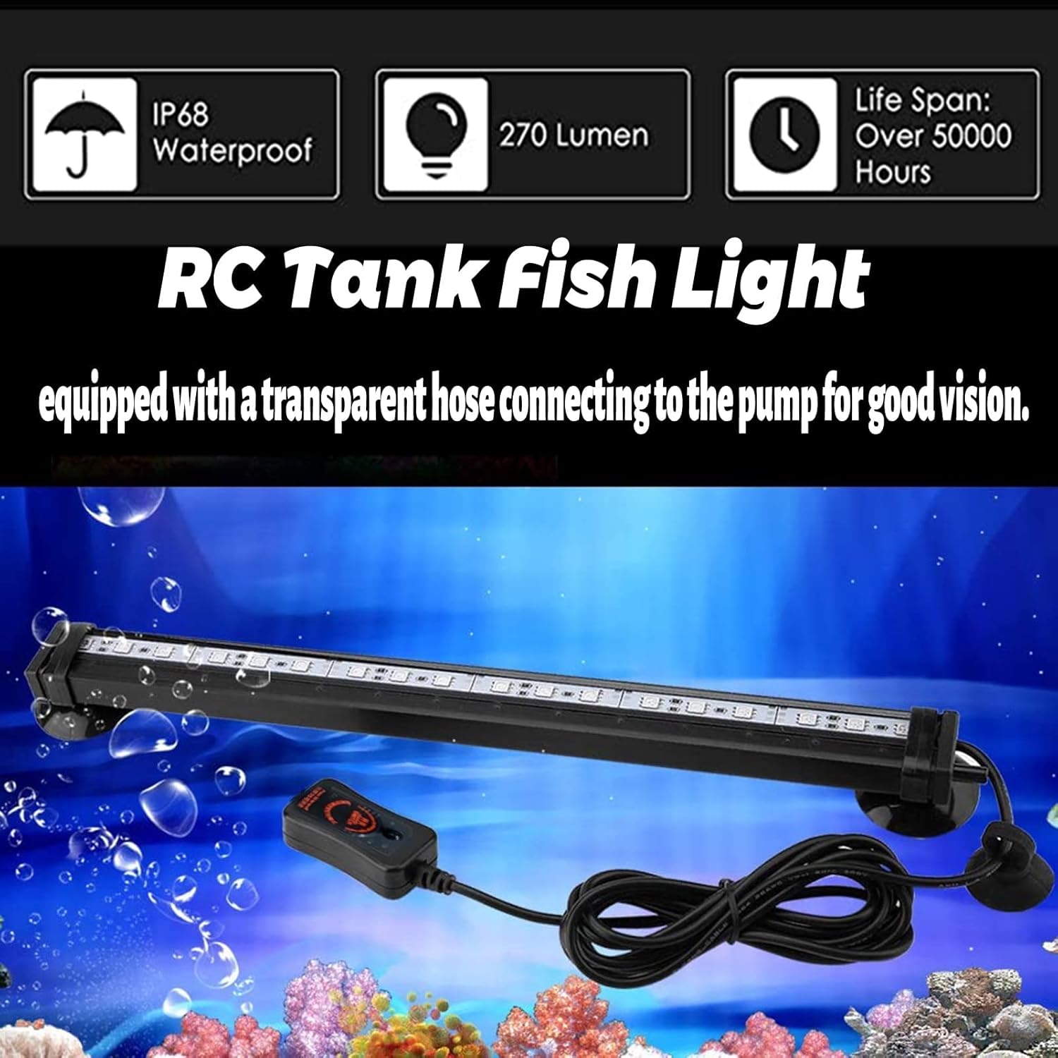 HCDMRE LED Air Bubble Light Aquarium Light Underwater Submersible Fish Tank Light Color Changing Making Oxygen Aquarium Tools,Us Plug (88cm/34.6")