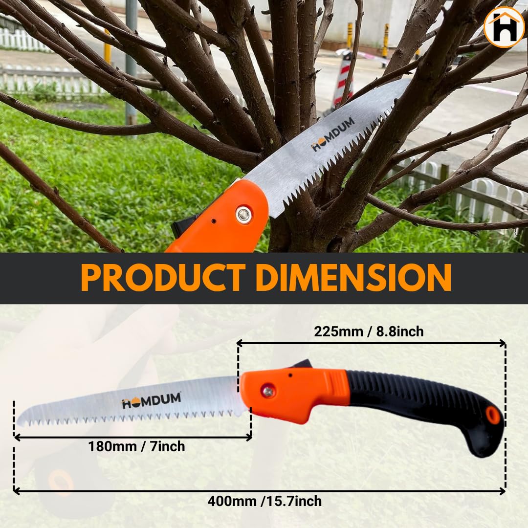 Homdum Folding Pruning Gardening Hand Saw with Secure Lock for Camping, Wood Cutting Tree Branch 3