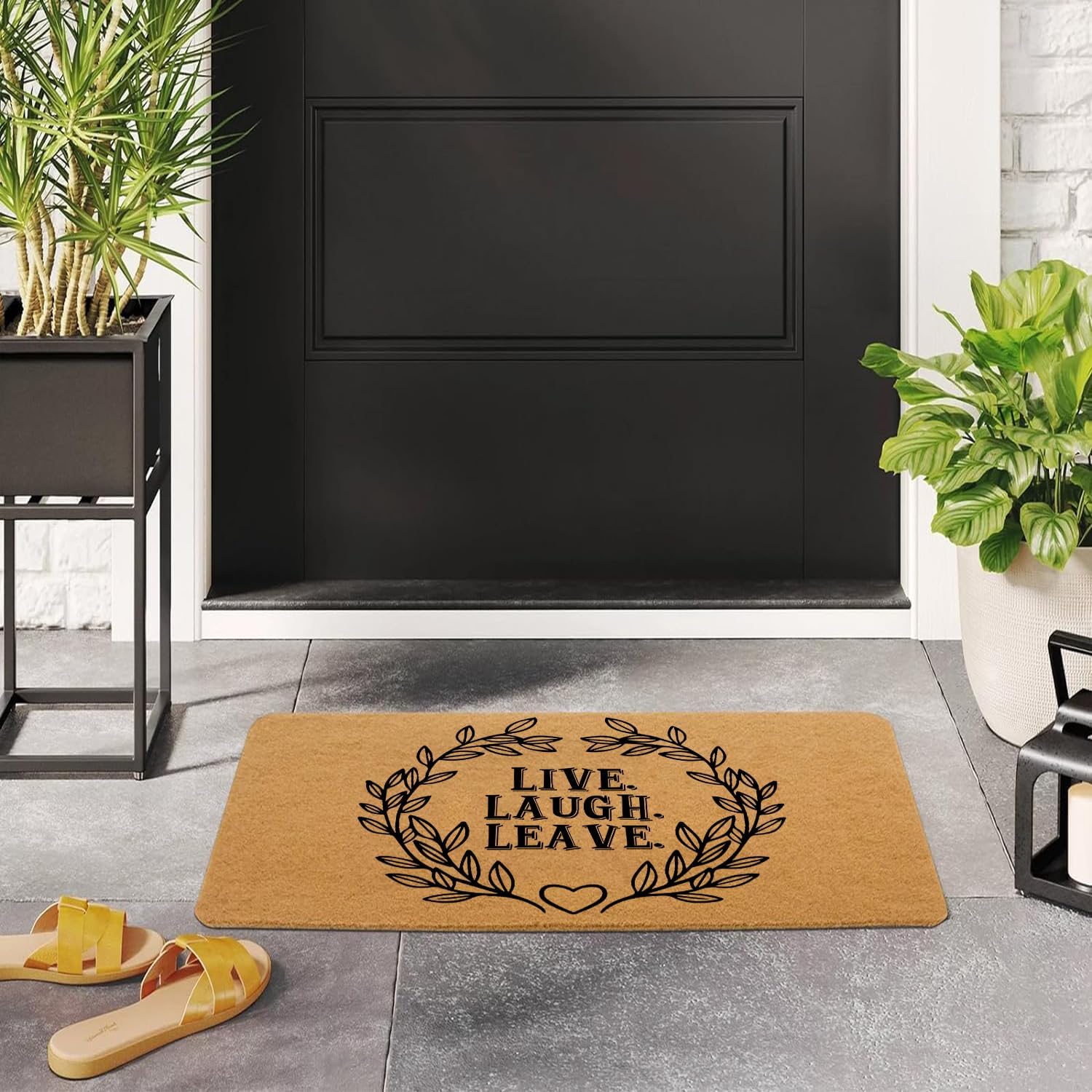 Funny Welcome Doormat Live. Laugh. Leave. Doormats for Entrance Doormat Personalized Non Slip Rubber Mat for Front Door Mats Novelty Gift Kitchen Rugs and Mats 30(L) x 18(W)