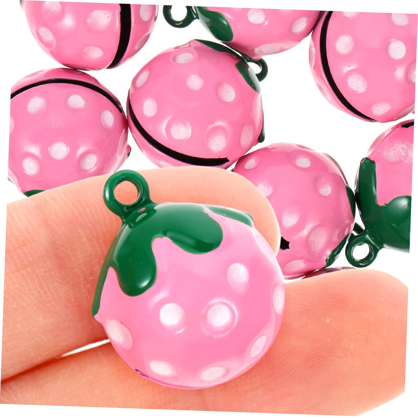 20 pcs Shaped Bells Cartoon Jingle Strawberry Pet Supplies Charms Necklace Accessories Pendants, 2x1.7cmx4pcs, Copper Faux Leather, copper No Gemstone
