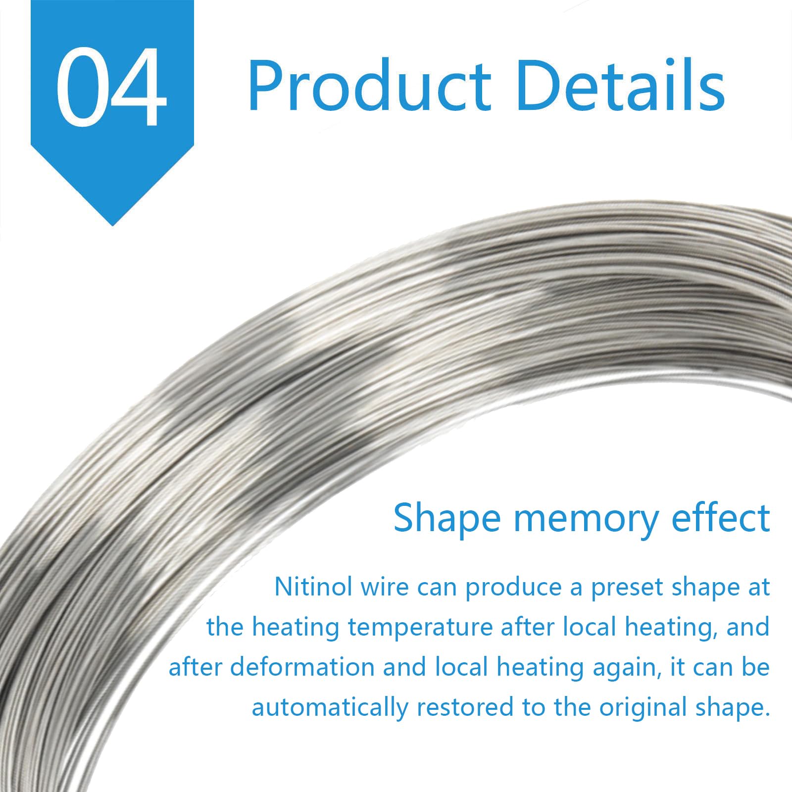 Câble à mémoire de forme en nitinol - Câble pré-formé de 1 m pour des expériences d'instrumentation | Haute résistance à la chaleur et super élasticité (0,6 mm)