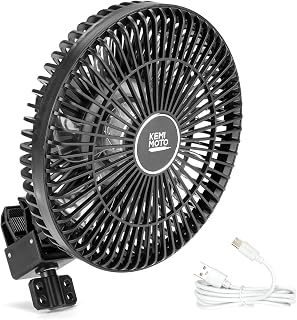 KEMIMOTO Golf Cart Fan with 3 Light Modes & 6-Speed, Battery Operated Fan for Golf Cart, Compatible with EZGO Valor RXV