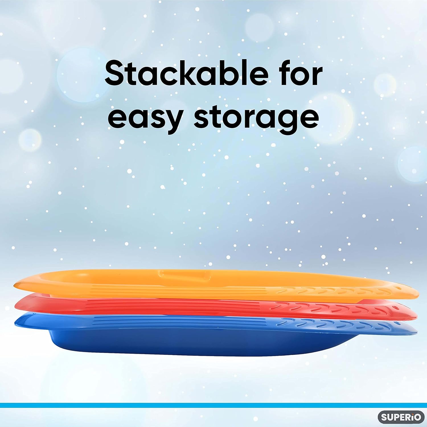 Superio Toboggan Snow Sled for Kids and Adults, 36" / 48" Heavy Duty Plastic Slider with Handles and Hole for Pull Ropes- Kid and Adult Winter Fun, 4 Pack