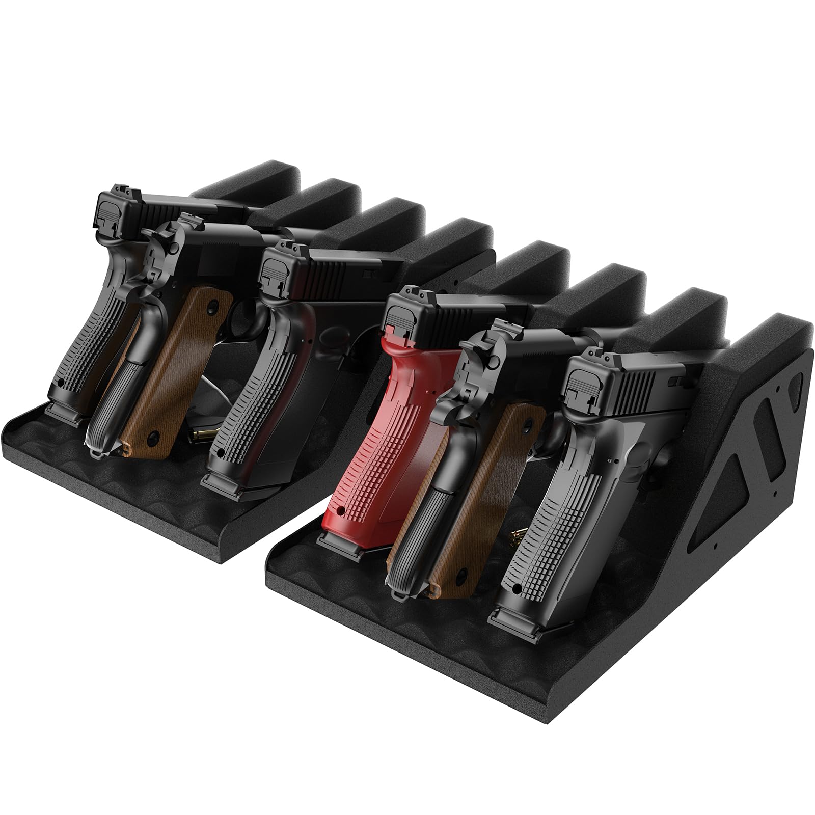 Z ZLJUAN 6 Slots Universal Pistol Rack, Handgun Rack Pistol Holder for Gun Safe, Foam Protective Pistol Stand Gun Storage Fit Most Handguns
