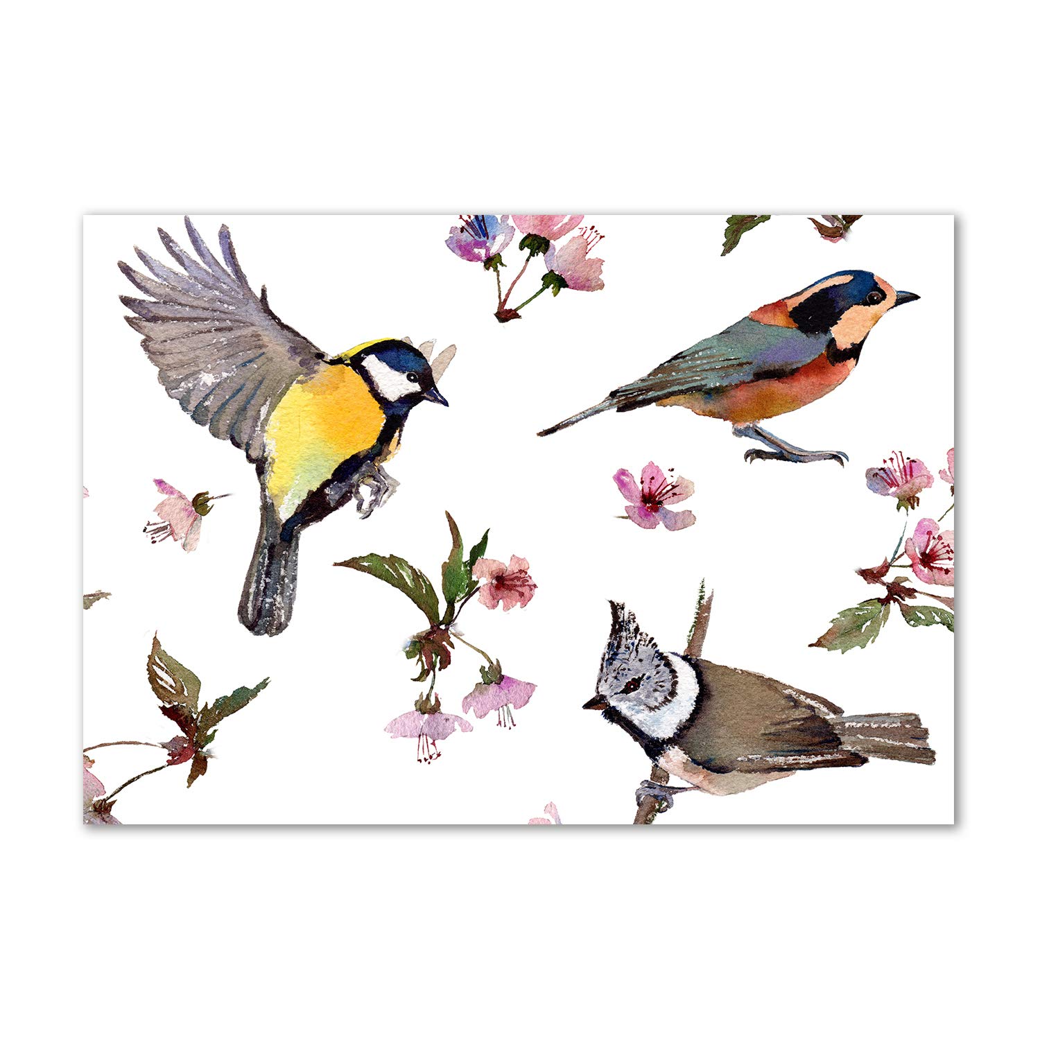 Tableau plexiglas oiseaux sur cerisier en fleurs Tulup deco