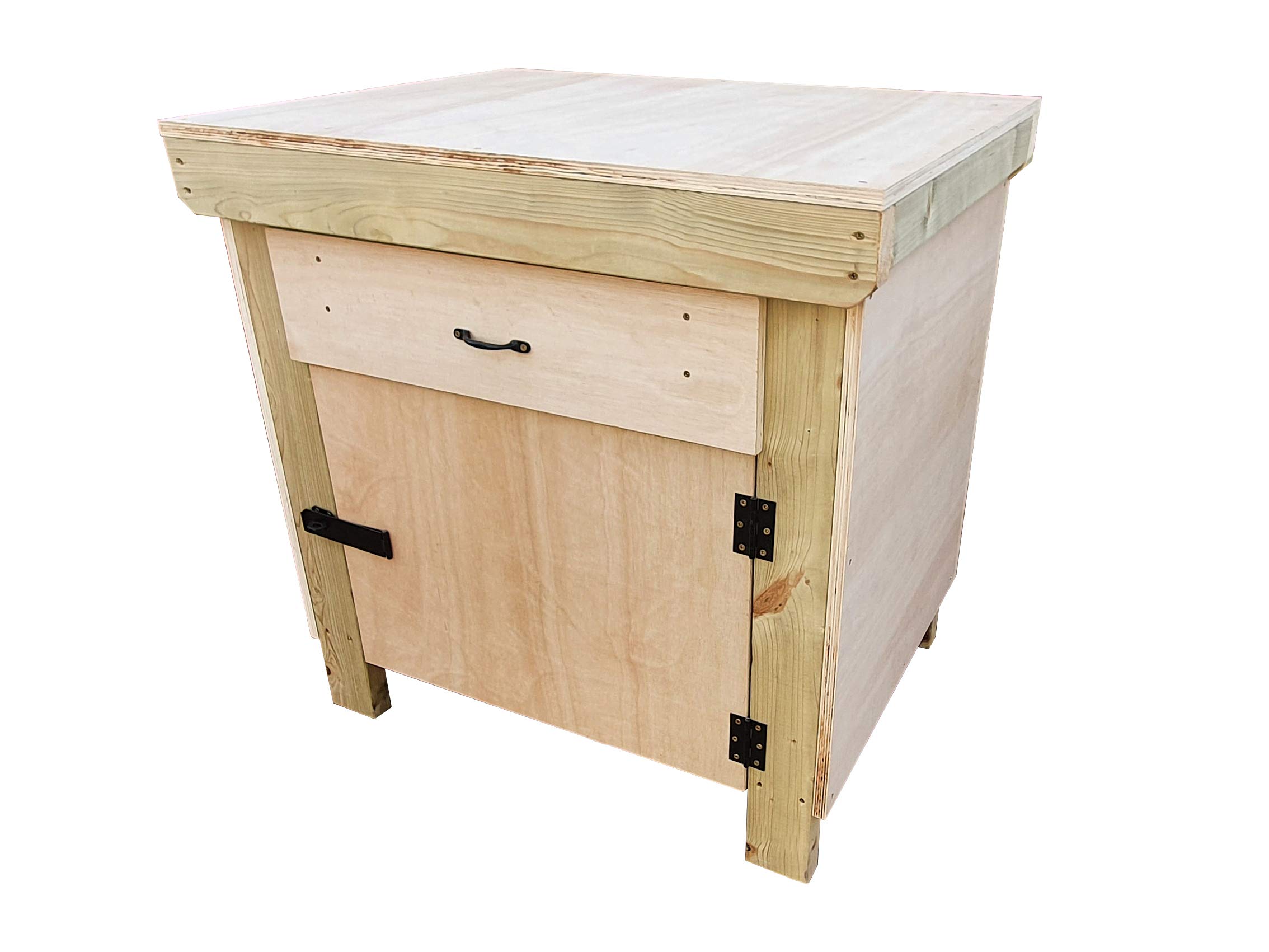 Arbor Garden Solutions Wooden Workbench Eucalyptus Hardwood Top With Storage Drawers and Lockable Cupboard (3ft)