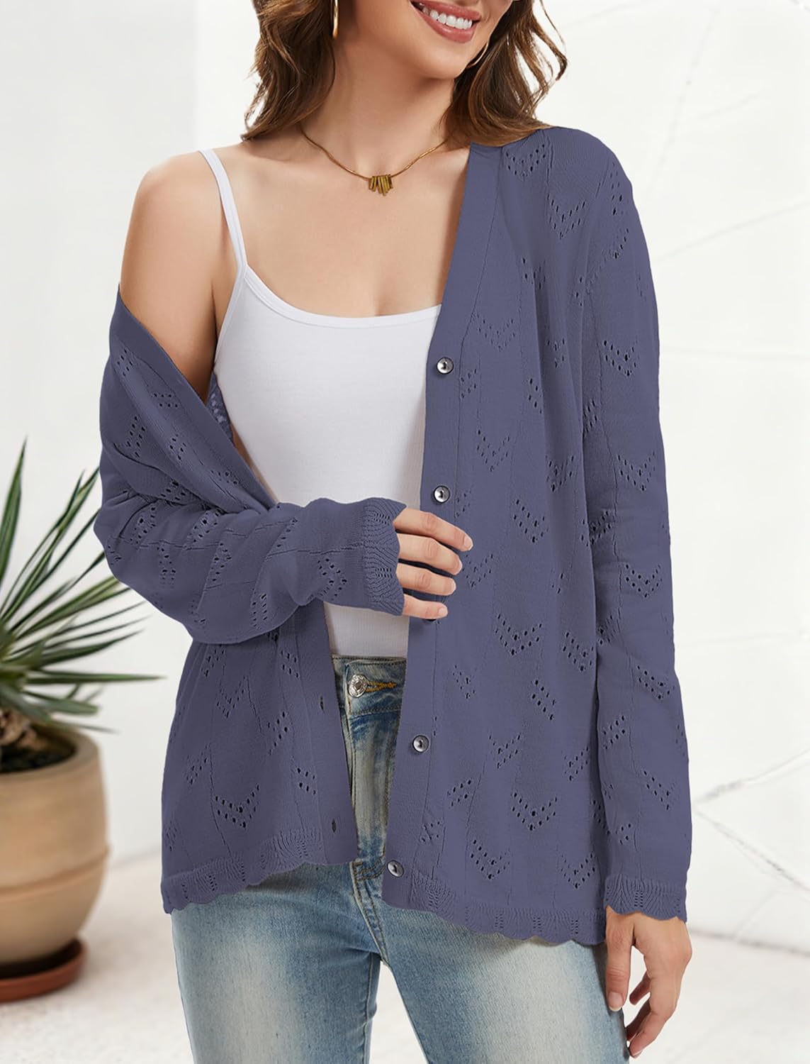 Womens Cardigan Sweaters Lightweight Long Sleeve Casual Button Down V Neck Knit Outerwear Fall Fashion 2025 - Image 4