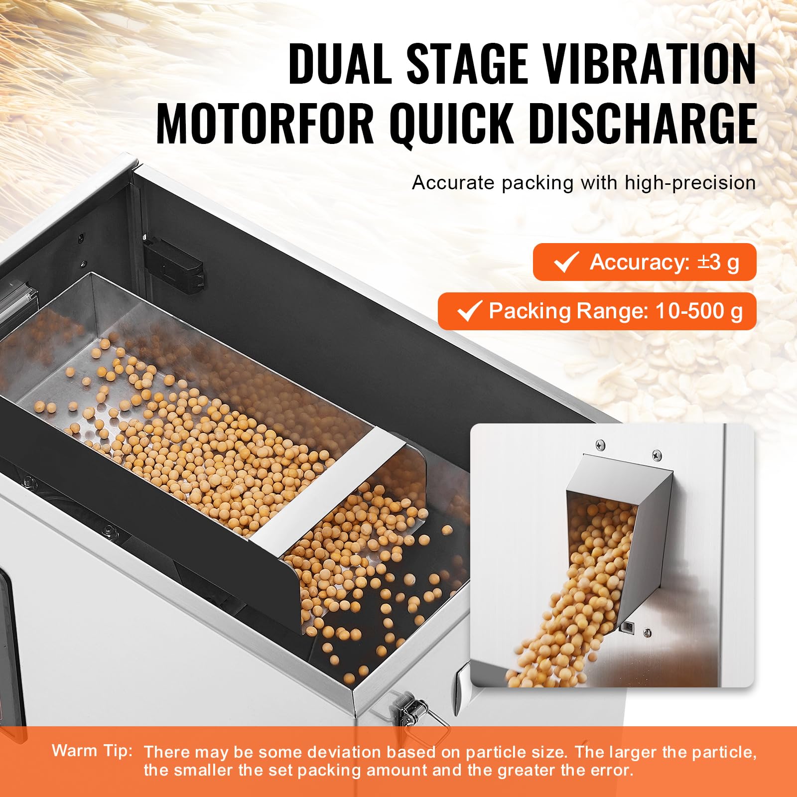 VEVOR Máquina automática de envasado de partículas, 1-100 g, Máquina envasadora de llenado de bolsitas de polvo multifunción, Llenado para semillas de té, granos, harina, frijoles, purpurina
