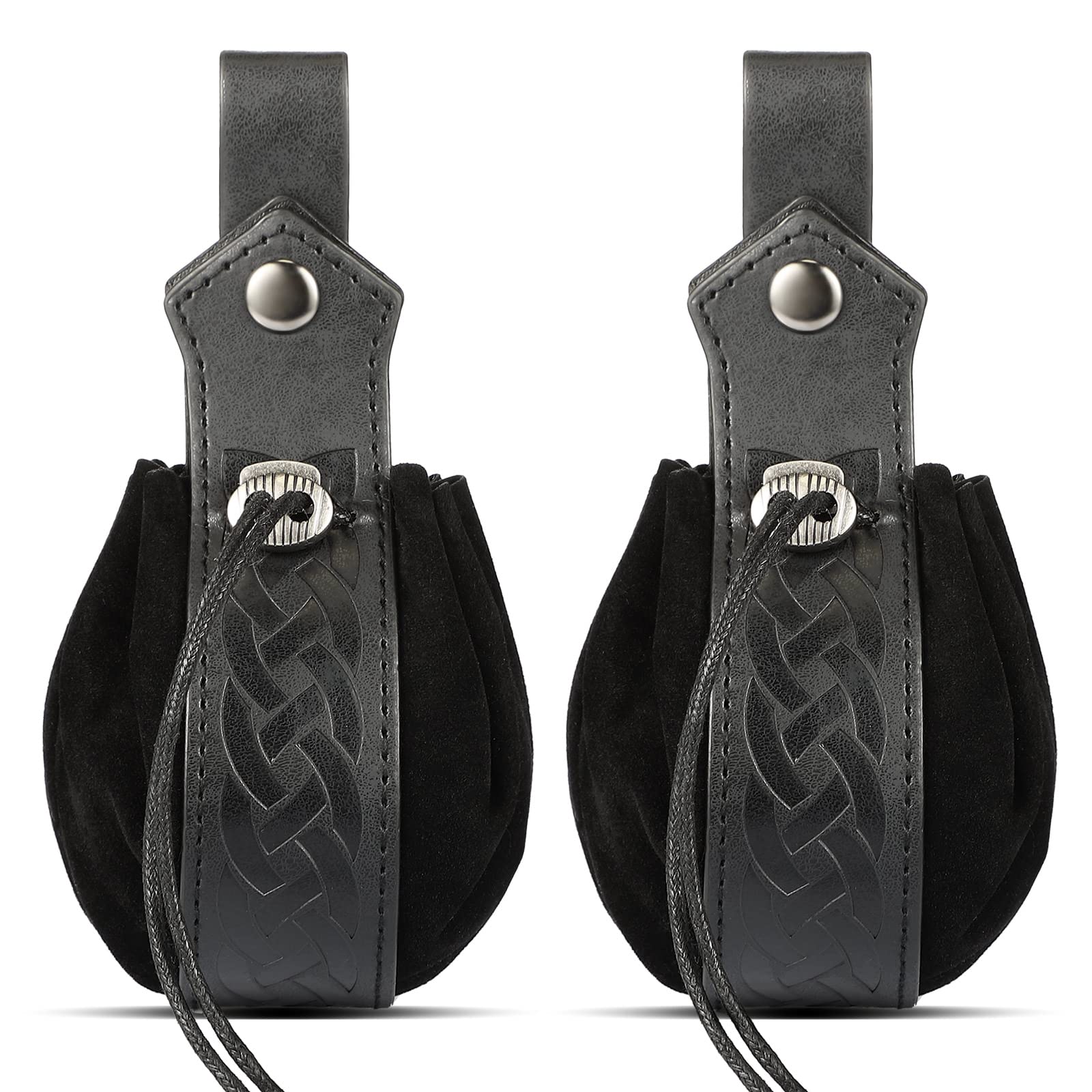 2 Pcs Medieval Faux Leather Pouch Portable Drawstring Purse Medieval Belt Pouch Vintage Renaissance Belt Pouch Dice Bag for Men Women Costume