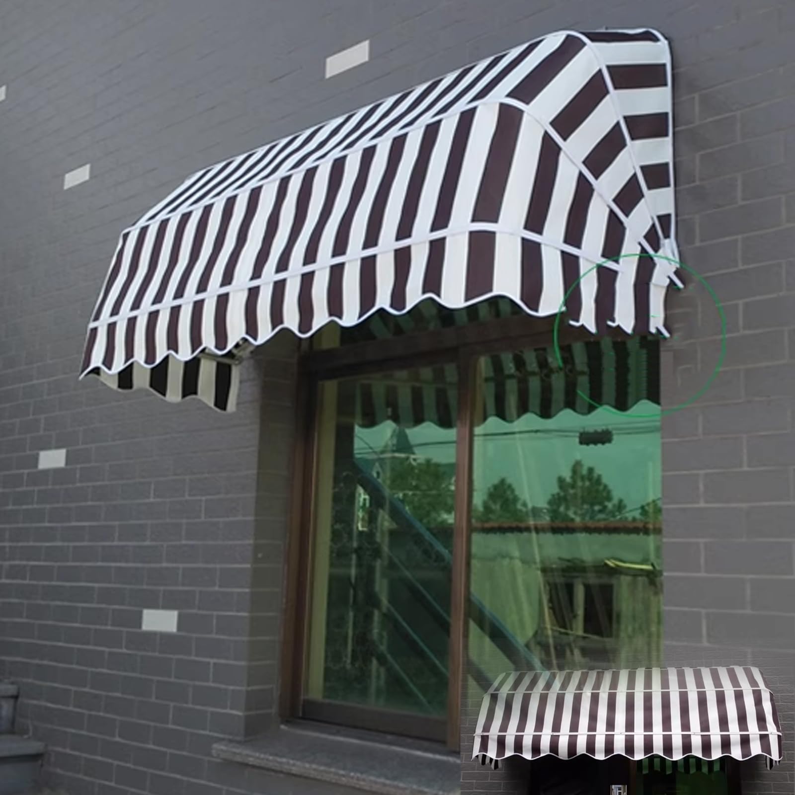 Awning Canopies Manual Retractable Awning, Curved Roofing Rain Shelter Window door Awnings Uv-resistant And Waterproof Fabric Awning, Outdoor Awning For Outside Balcony Garden Porch O 120×60×60cm