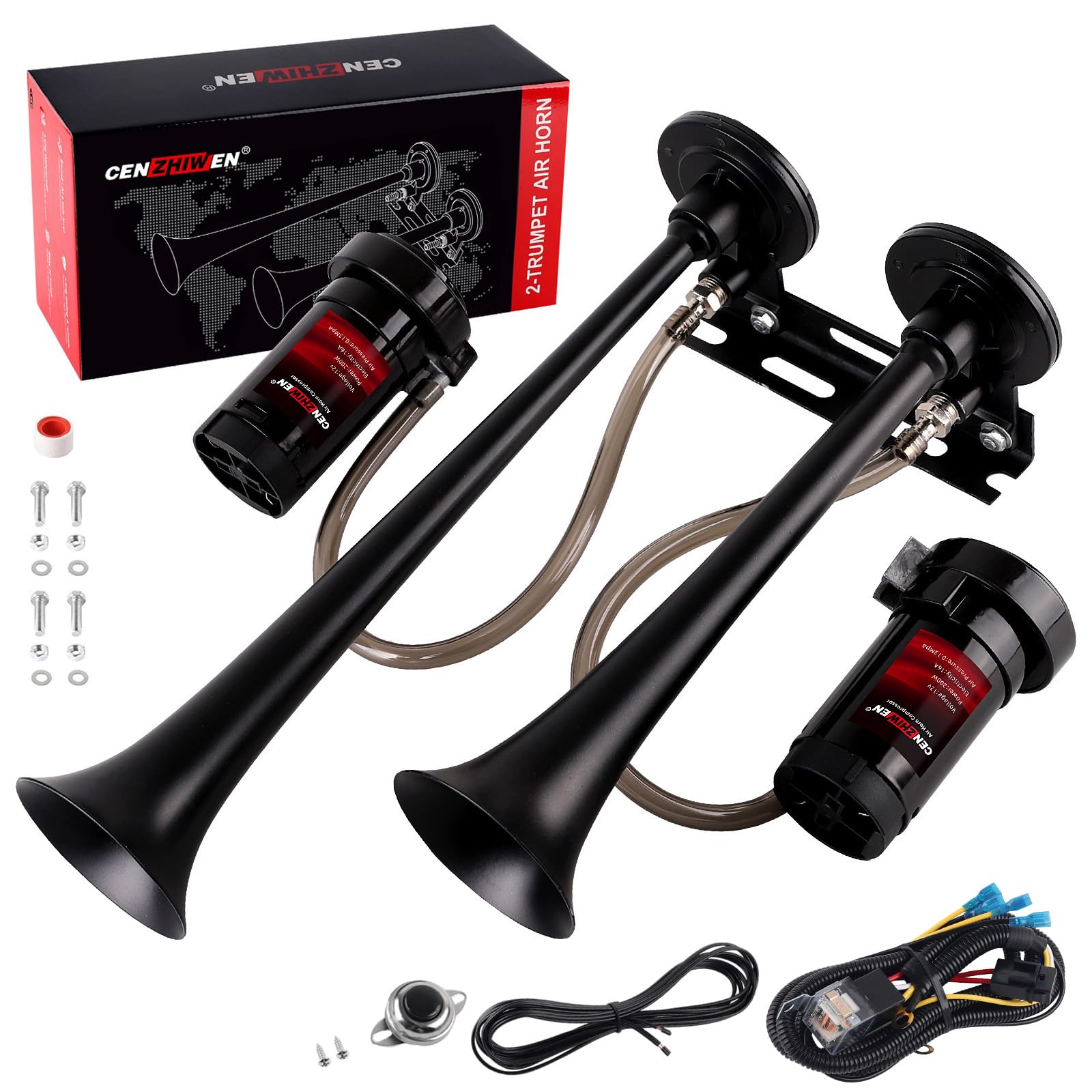 cenzhiwen Dual 2-Trumpet Air Horn Kit