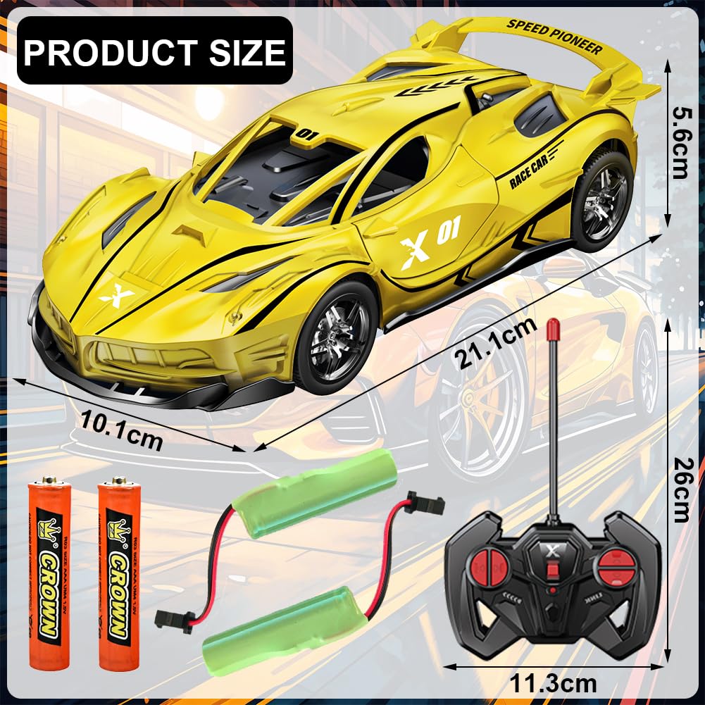 HATFRYF RC Drift Car, Cool Electric Remote Control Car, Kids Toy Vehicle, Model Toy for Boys - Driftable, Gifts for Kids Boy Yellow - Image 2