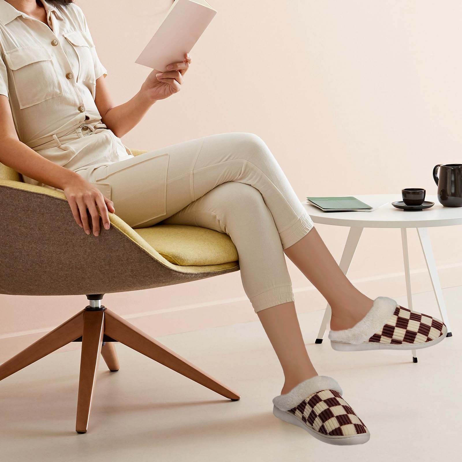 Waysoland Pantofole Donna Uomo Invernali,Ciabatte Donna Uomo Invernali Fuzzy Memory Foam Scivolare su Suola antispuggente Camera da letto Pantofole soffici Interno Esterno