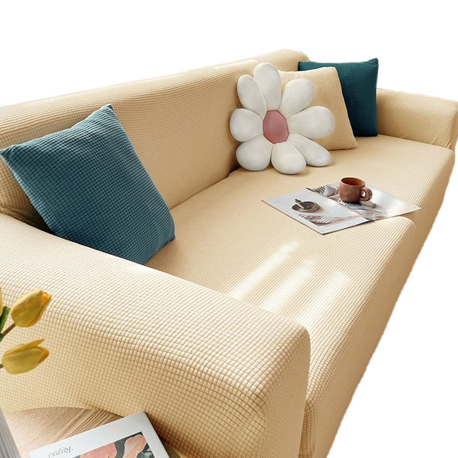 Housse de canapé extensible et épaisse protection optimale lavable jaune
