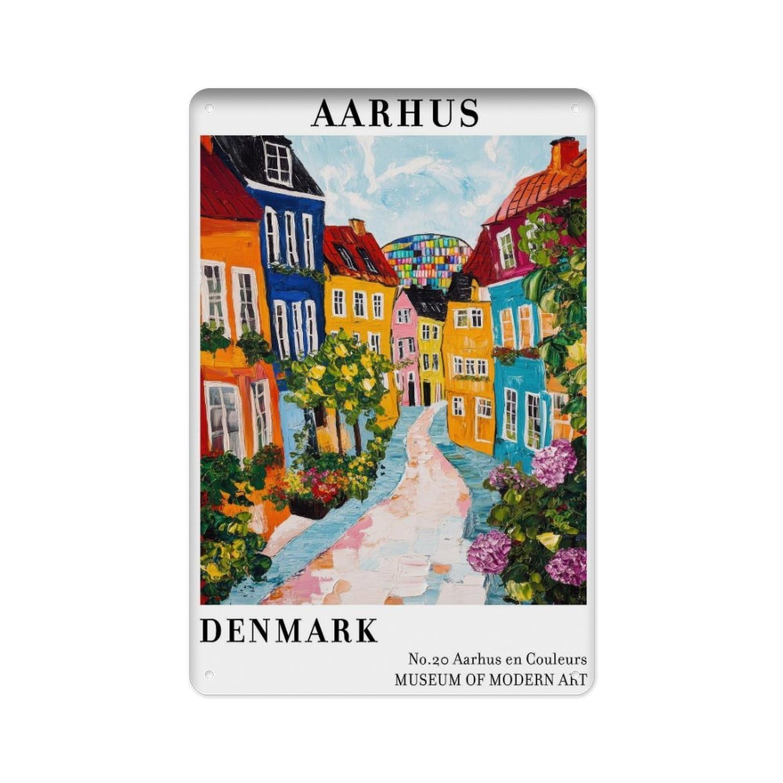 peiyeety Metal Tin Sign Aarhus Denmark Travel Poster Wall Decor Aarhus Scenery Wall Hanging Home Decor Danish City Gift Art Lover 8 X 12 Inch