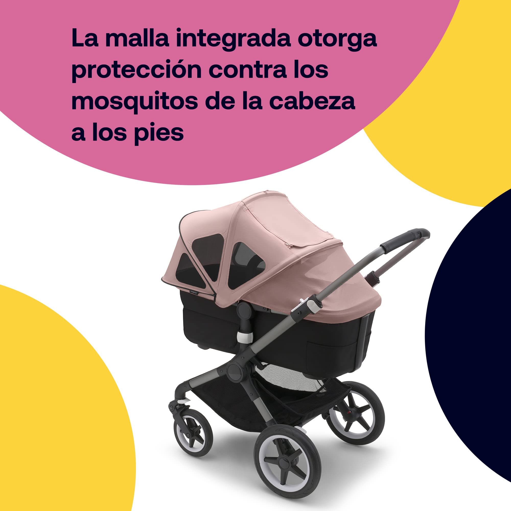 Bugaboo - Capota con ventana, extensible para una cobertura adicional y protección solar óptima, compatible con los cochecitos Fox 3 (no compatible con Fox 5)/Cameleon3, Sandy Pink