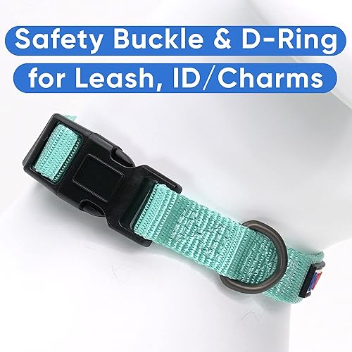 Miniatura 3 de Collar para mascotas Pawtitas, de 6 pies, suave, ajustable, color sólido, de nailon. El collar y arnés a juego para perros y cachorros, se venden