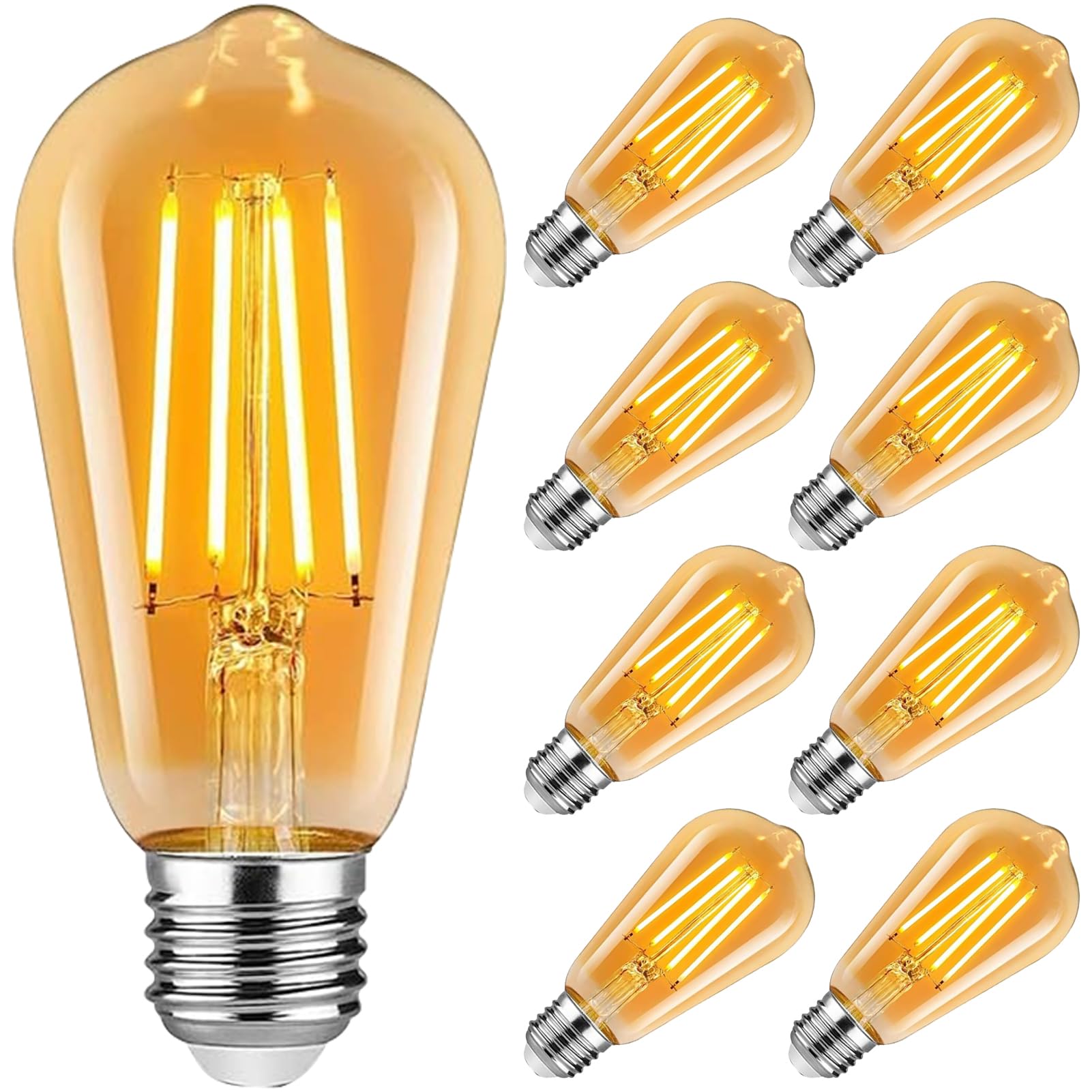 Dahanky 8Stück Edison Vintage Glühbirne, E27 4W LED Glühbirne Vintage Antike Glühbirne, LED Lampe Warmweiß 2700K 470LM Licht Beleuchtung für Nostalgie Haus Café Bar Restaurant