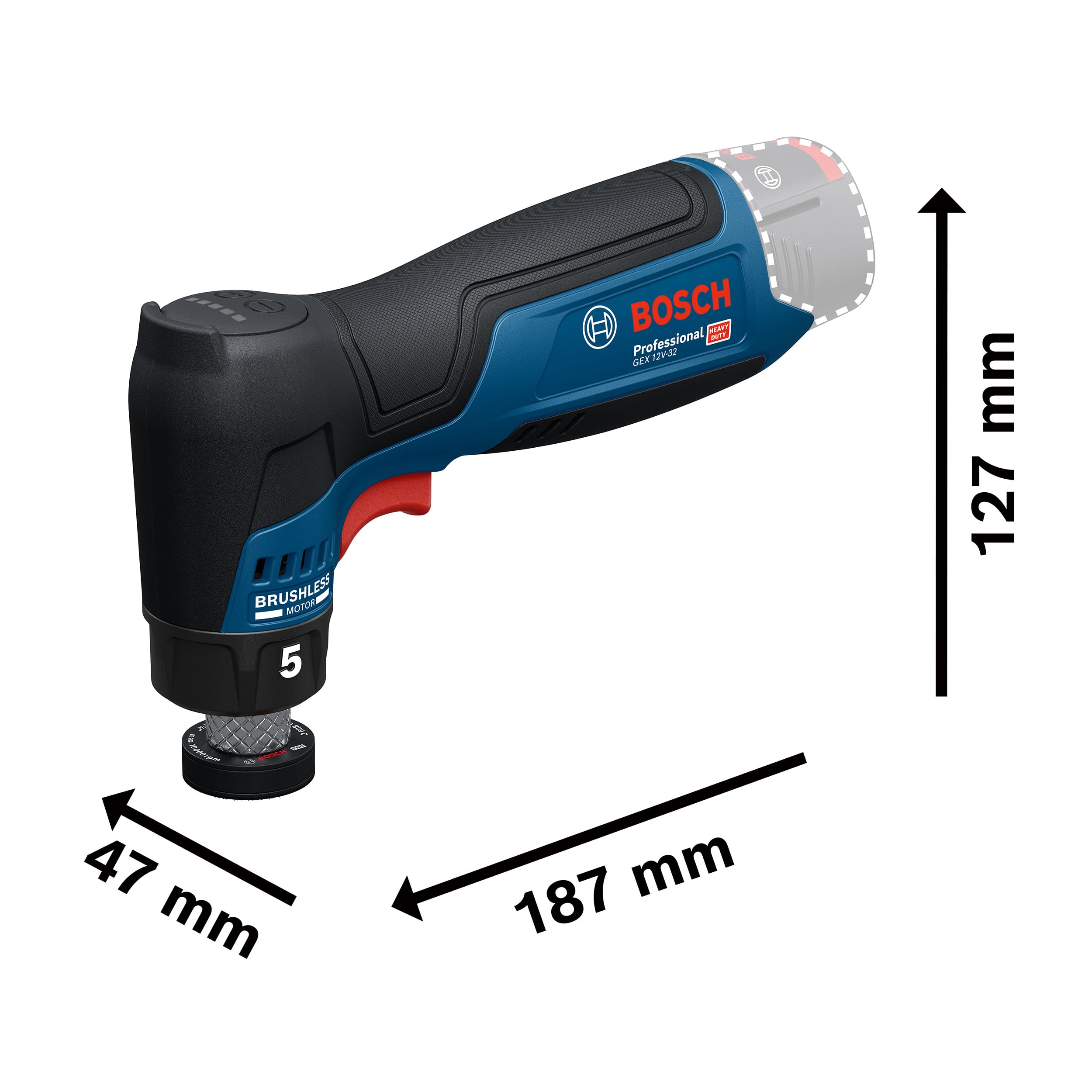 Bosch PRO 12V System Akku-Exzenterschleifer GEX 12V-32 (inkl. montiertem 32 mm Klett-Schleifteller, 32 mm selbstklebender Schleifteller)