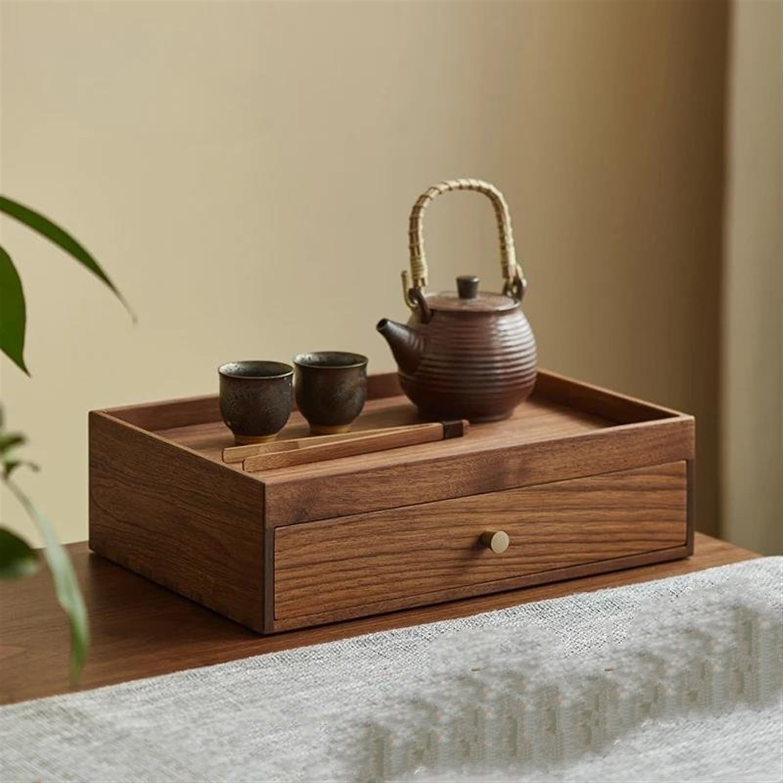 Collar Organizador Negocio de Madera sólida Caja de Almacenamiento de Almacenamiento de té Caja de Almacenamiento de Pastel de té con cajón