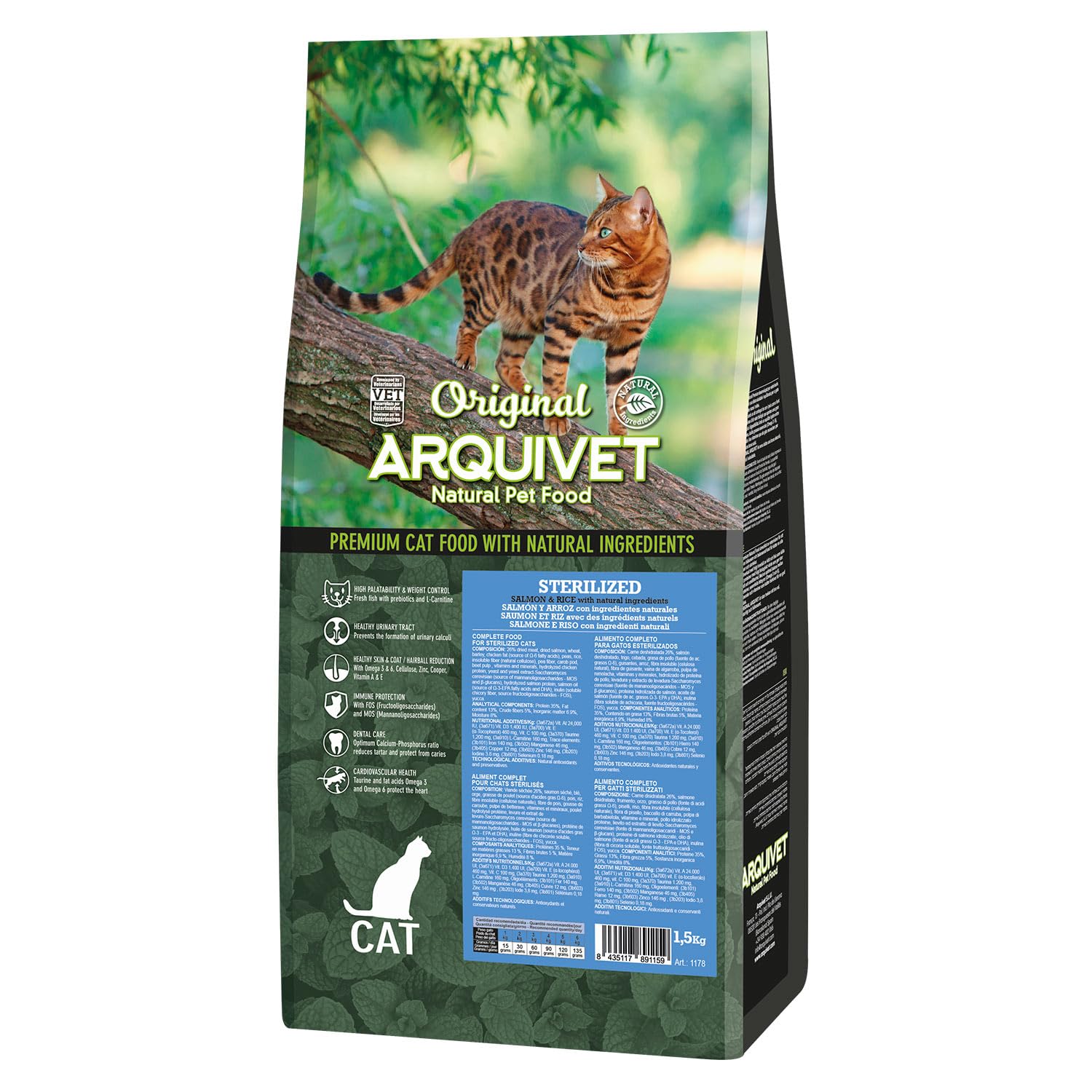 Arquivet-Original - Sterilized - pienso para Gatos esterilizados - Salmón y arroz - 1,5 Kg