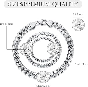 Amazon.com: Dacc & Aya Silver Cuban Link Chain Bracelet for Men