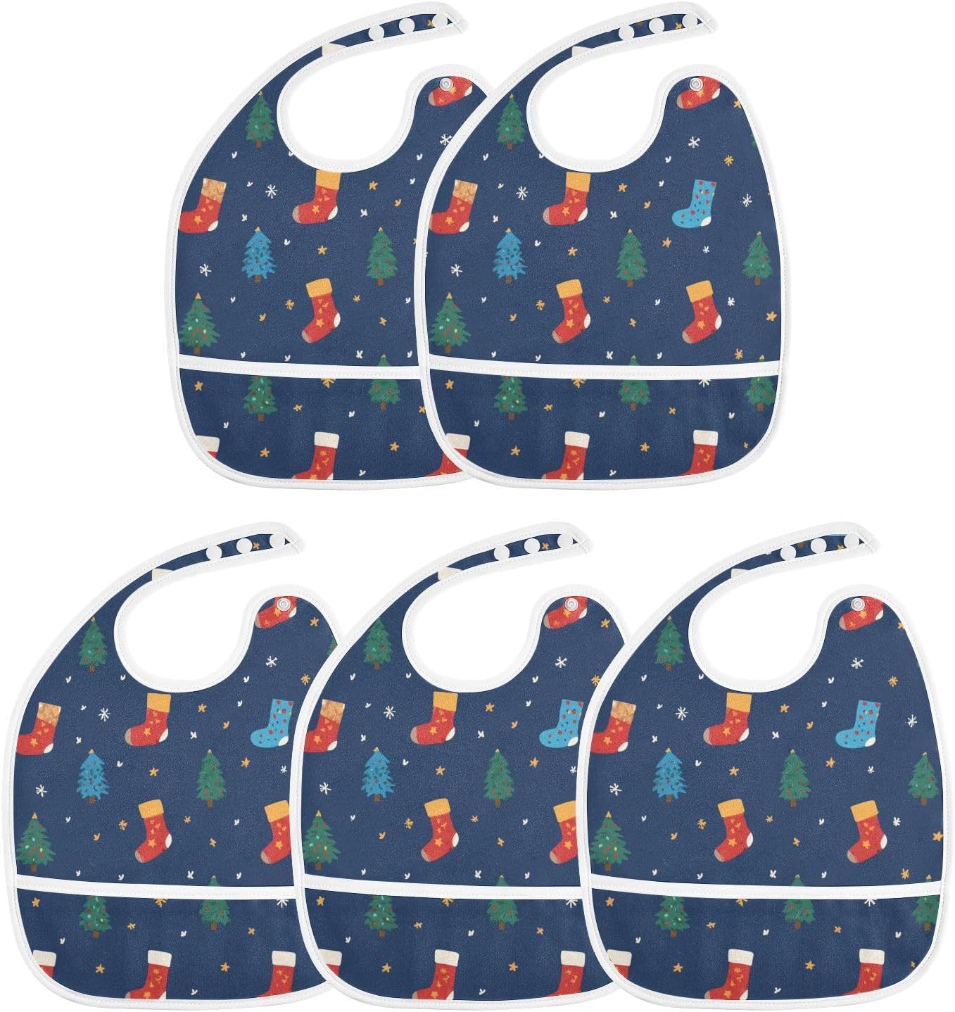 Dussdil Baby Bibs for Boys Girls Bow Infant Toddler Drooling Bibs Feeding Teething Bibs Adjustable Closure Scraps Pocket