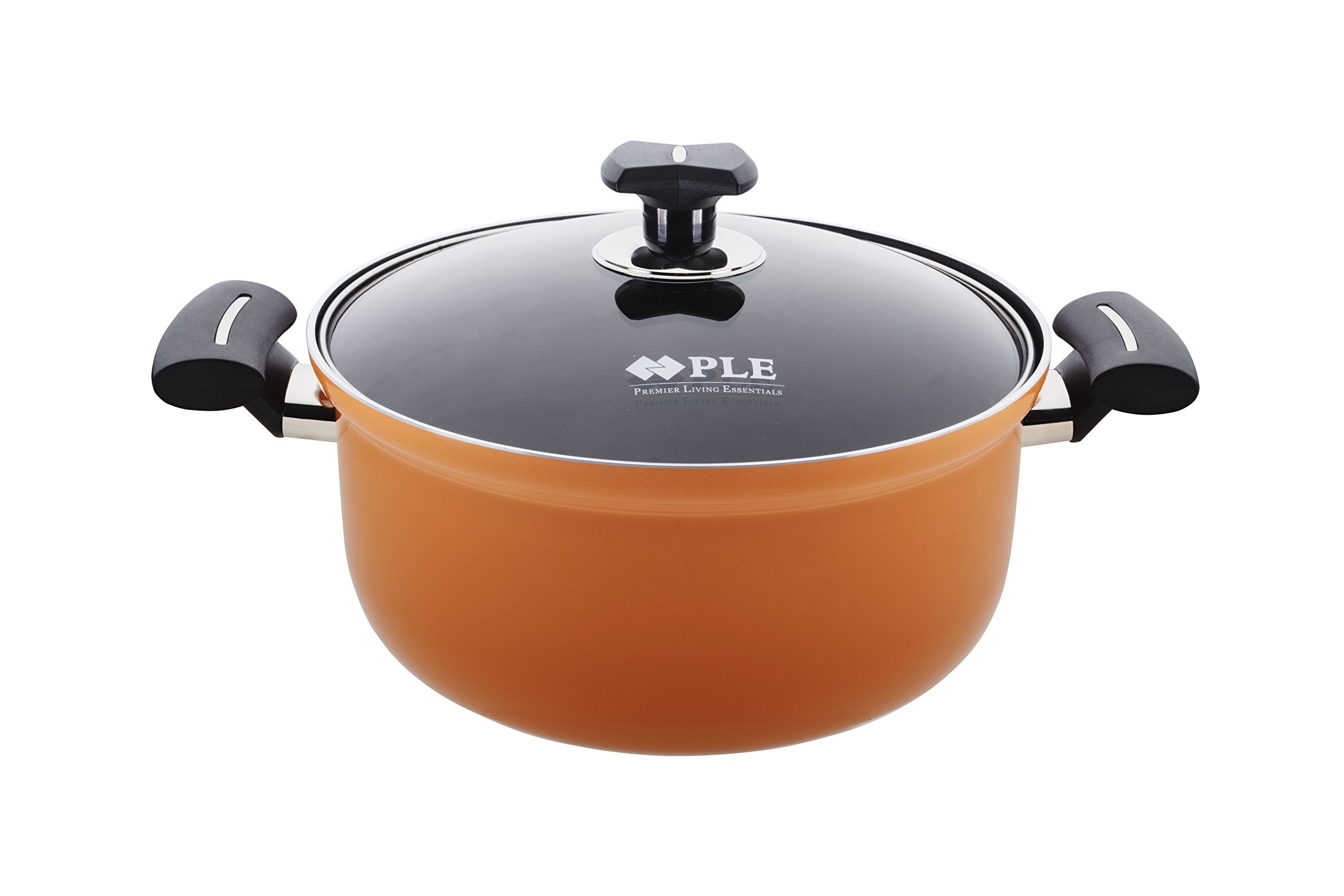 PLE Induction Non-Stick Sauce Pot, Soup Pot, Stock Pot, Saute Pot, Saucepan Cookware with Glass Lid, 6 Harmless Titanium Diamond Coatings, 5.5 Quart, Korea