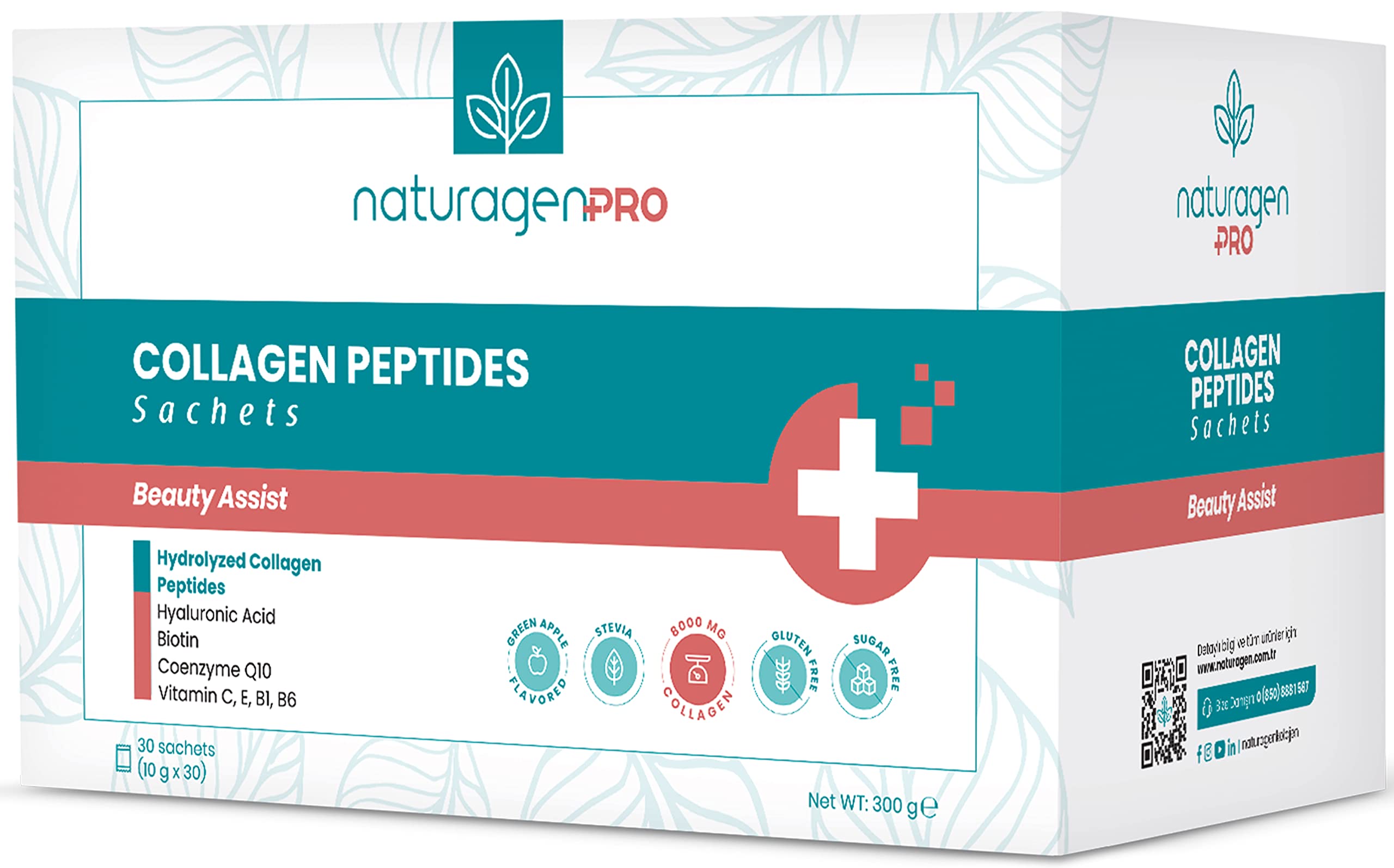 Naturagen Pro Collagen(Kolajen) Beauty 30'lu Saşe Yeşil Elma Aromalı (Tip 1&Tip3-8.000 mg Hidrolize Kolajen)