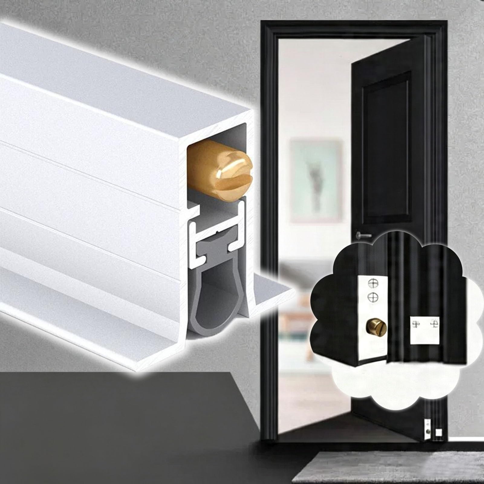 Sello acústico automático para puerta: burlete de embutir retráctil de alta durabilidad