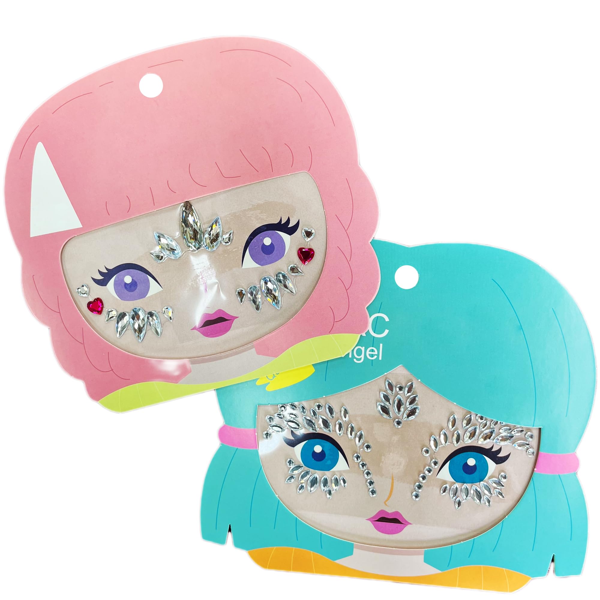 Mermaid Face Gems,Rhinestone Angel Face Bindi Decorations Jewels Face Glitter Crystal Sticker for Kids,2-Pack