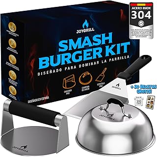 Kit de Smash Burger Profissional - Aço Inoxidável 304 Premium com Certificado UE e Registro Sanitário para Restaurantes - Kit de Smash Burger projetado para Uso Intensivo Profissional ou em