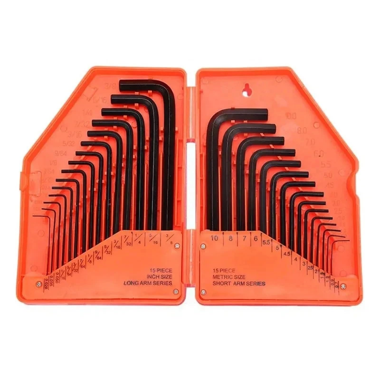 1Ste 30 Pezzi Set Di Chiavi A Brugola Chiave A Brugola Esagonale Lunga 0,028"- 3/8" Pollici E 0,7 Mm-10 Mm Chiave Inglese In Acciaio Al Cromo-vanadio(Orange)