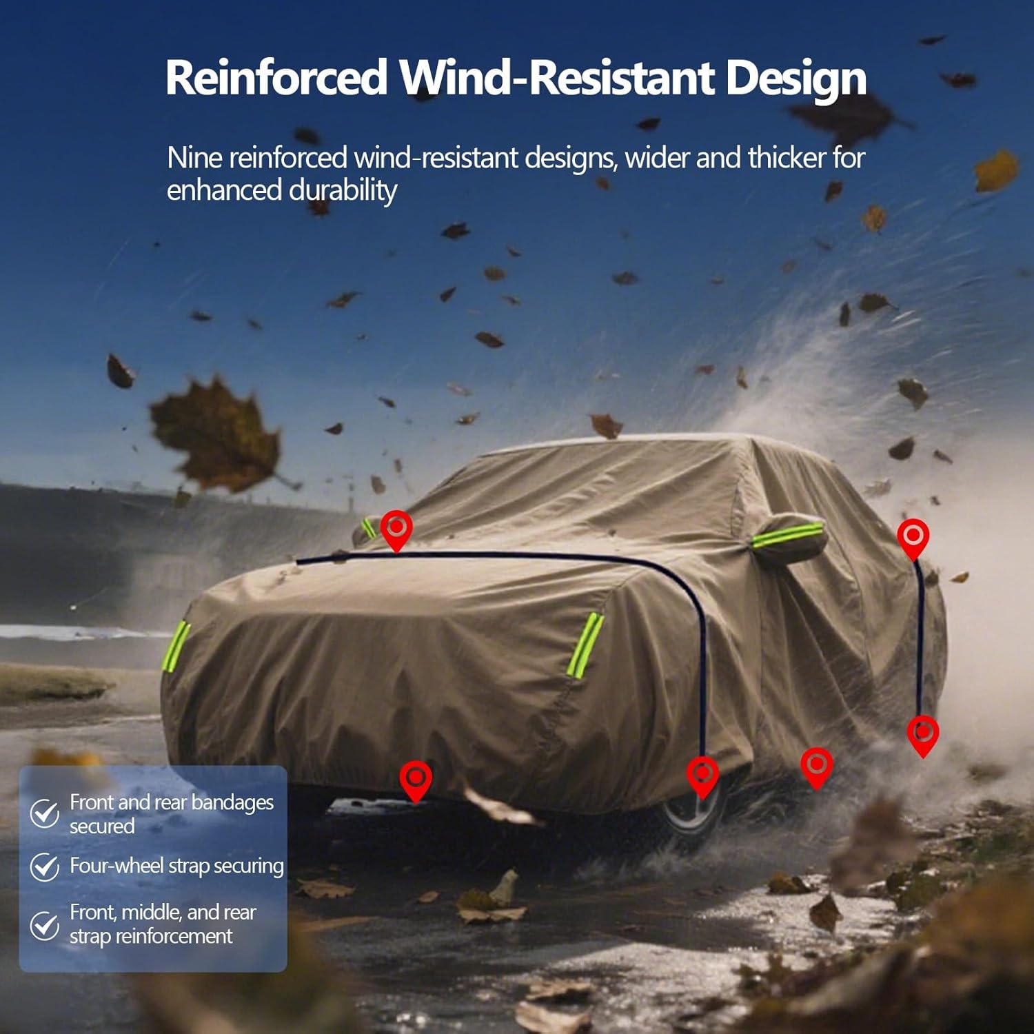 Waterproof Car Cover, for Buick Rainier (2004-2007), All Weather Full Car Cover Snowproof Windproof Sun Dust UV Protection, Beige