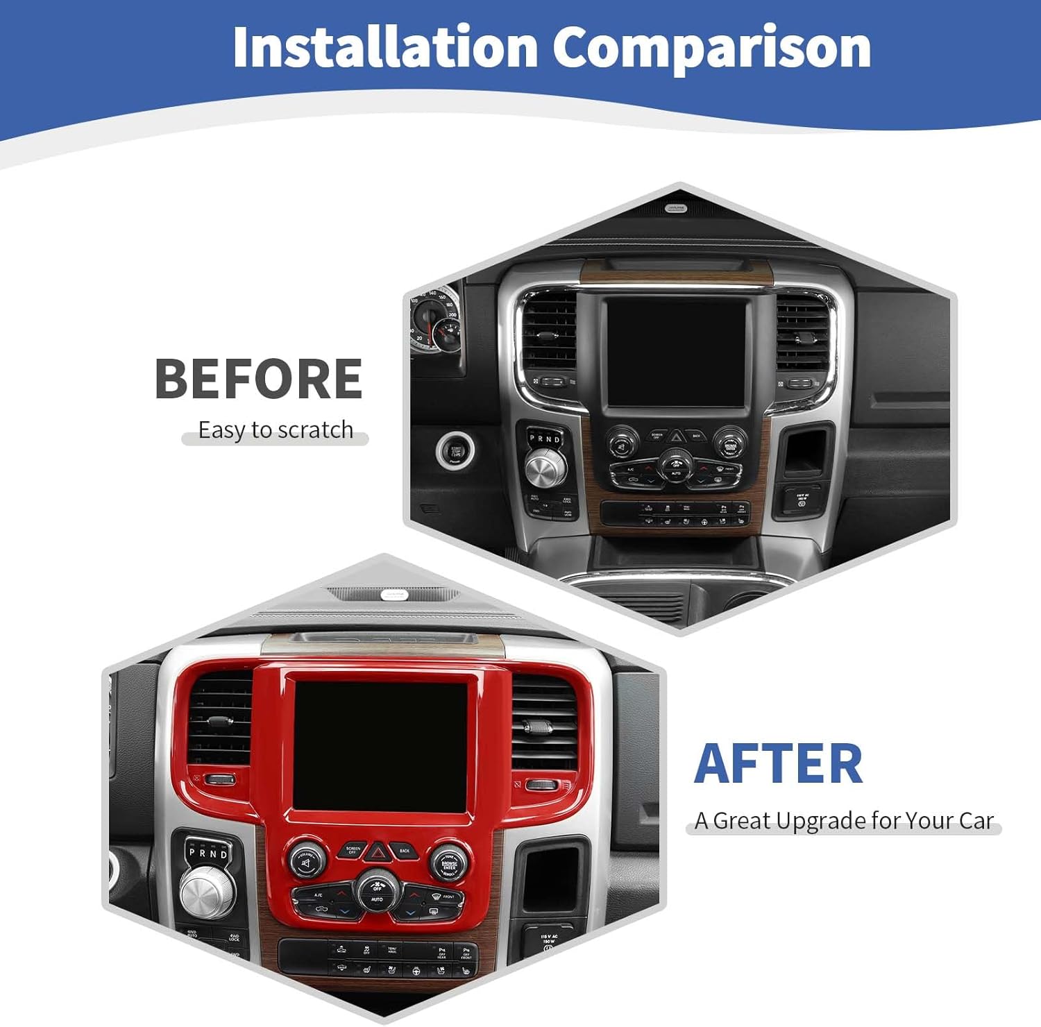 RT-TCZ for RAM Red Dashboard Display Screen Panel Trim Cover for Dodge RAM 2011-2017 Red Interior Accessories