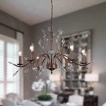 Zicbol Vintage Crystal Chandeliers 6-Lights Crystal Pendant