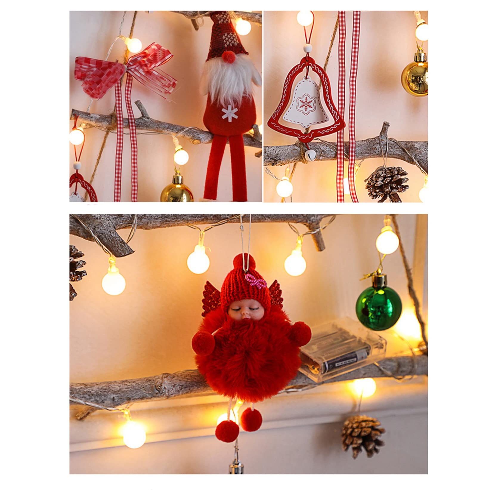 90cm/3 Pies De Alto Árbol De Pared De Rama Iluminado De Navidad 40 Luces Led Blancas Cálidas Colgante con Pilas Decoración De Pared De Navidad Escalera De Madera Dormitorio Sala De Estar